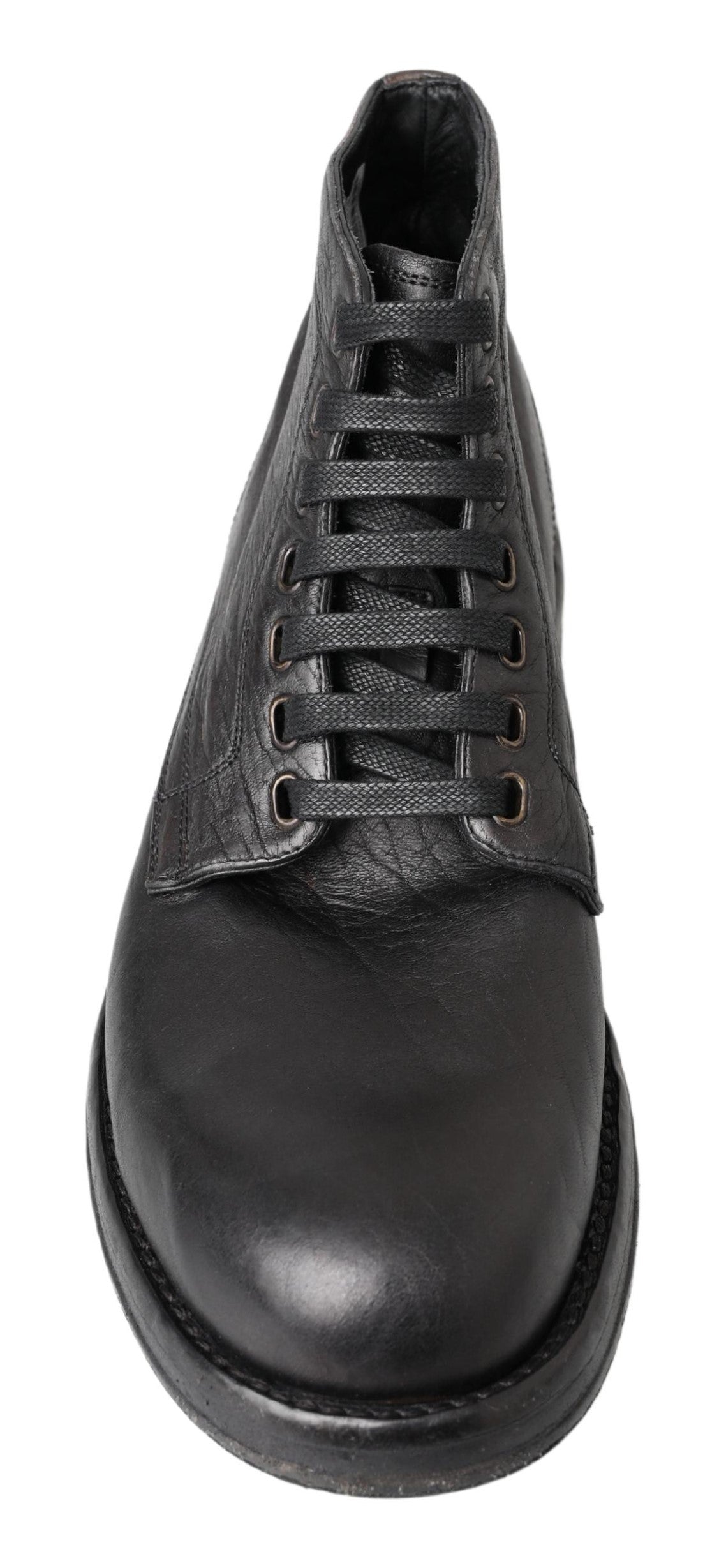 Dolce & Gabbana Schwarzes Pferd Leder Perugino Stiefel