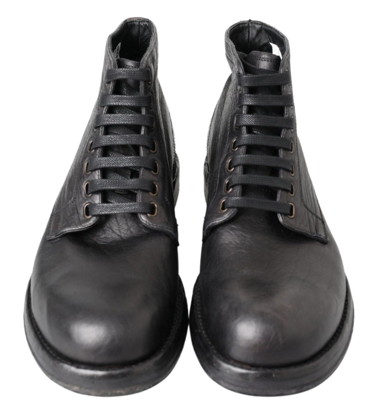 Dolce & Gabbana Schwarzes Pferd Leder Perugino Stiefel