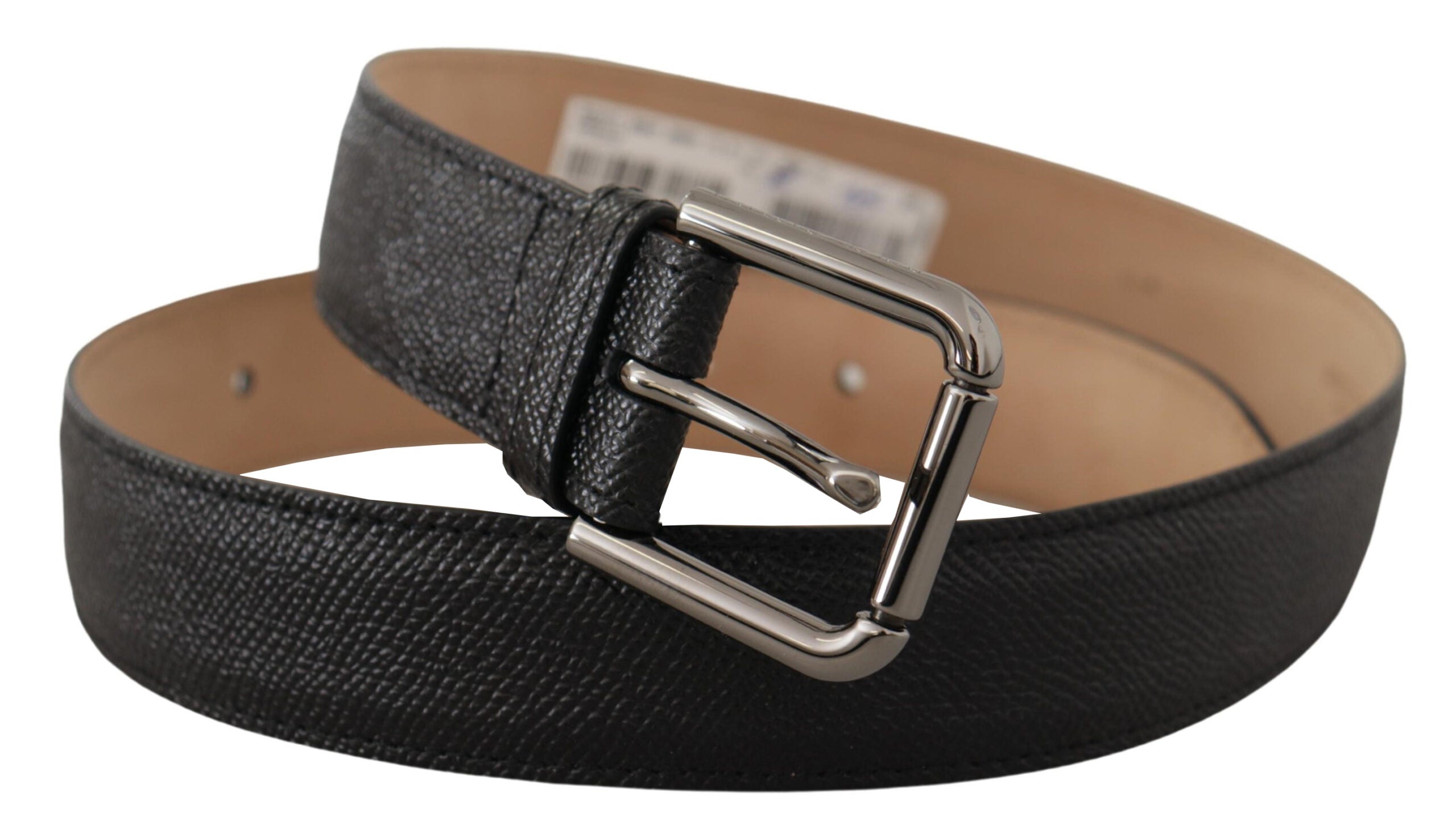 Dolce & Gabbana Schwarzes Kalbsleder Brauner Backend-Gürtel