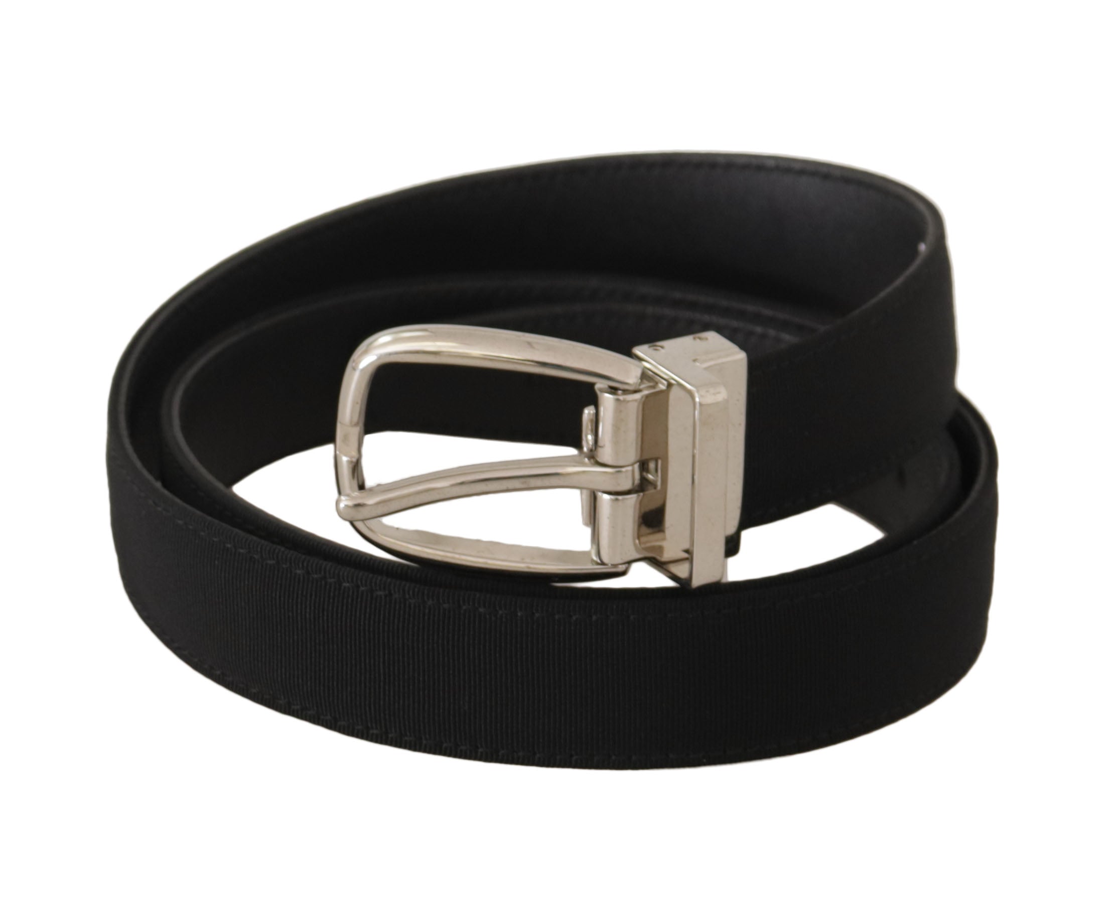 Dolce & Gabbana Gürtel Schwarzes Kalbsleder Silberfarbene Metallschnalle