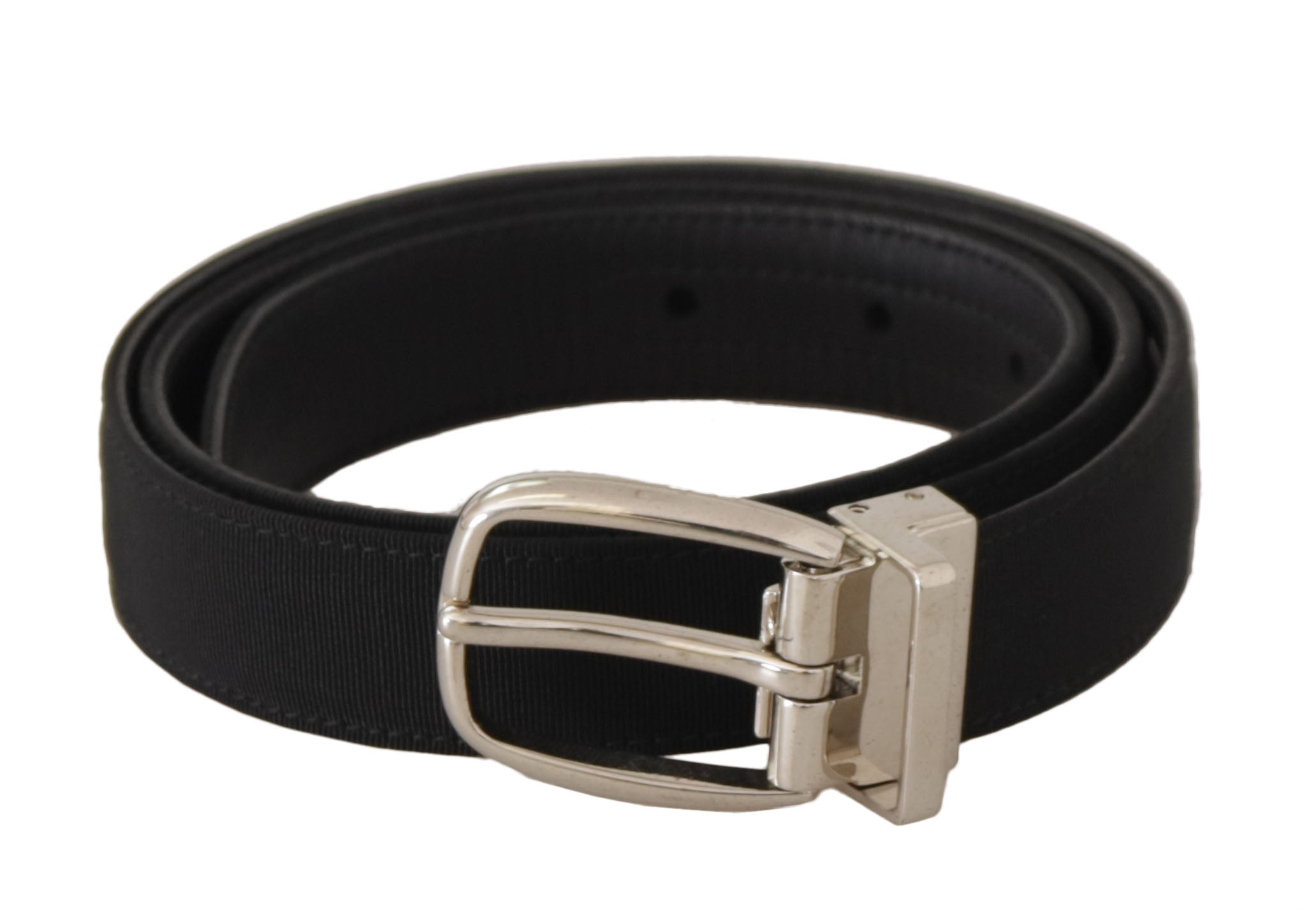 Dolce & Gabbana Gürtel Schwarzes Kalbsleder Silberfarbene Metallschnalle