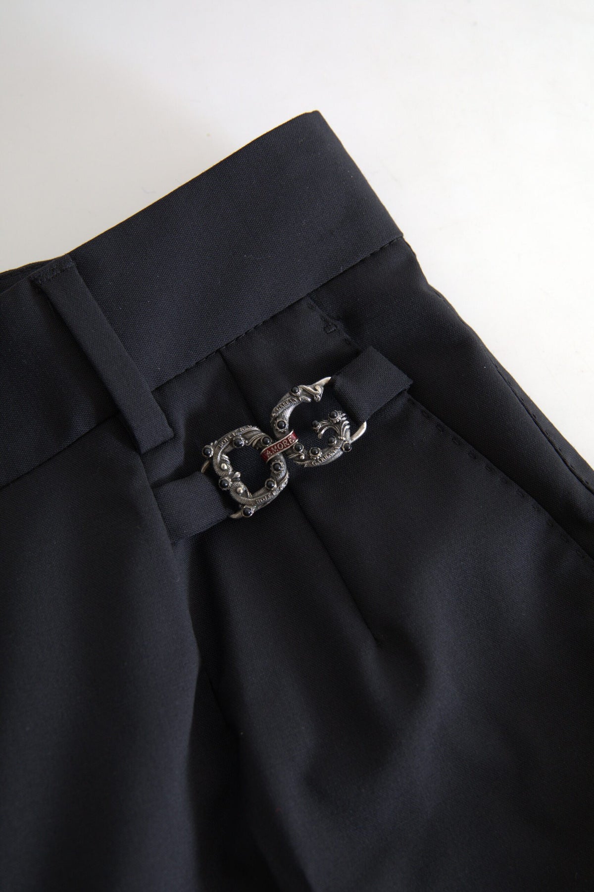 Dolce & Gabbana Schwarze taillierte Hose aus Wolle