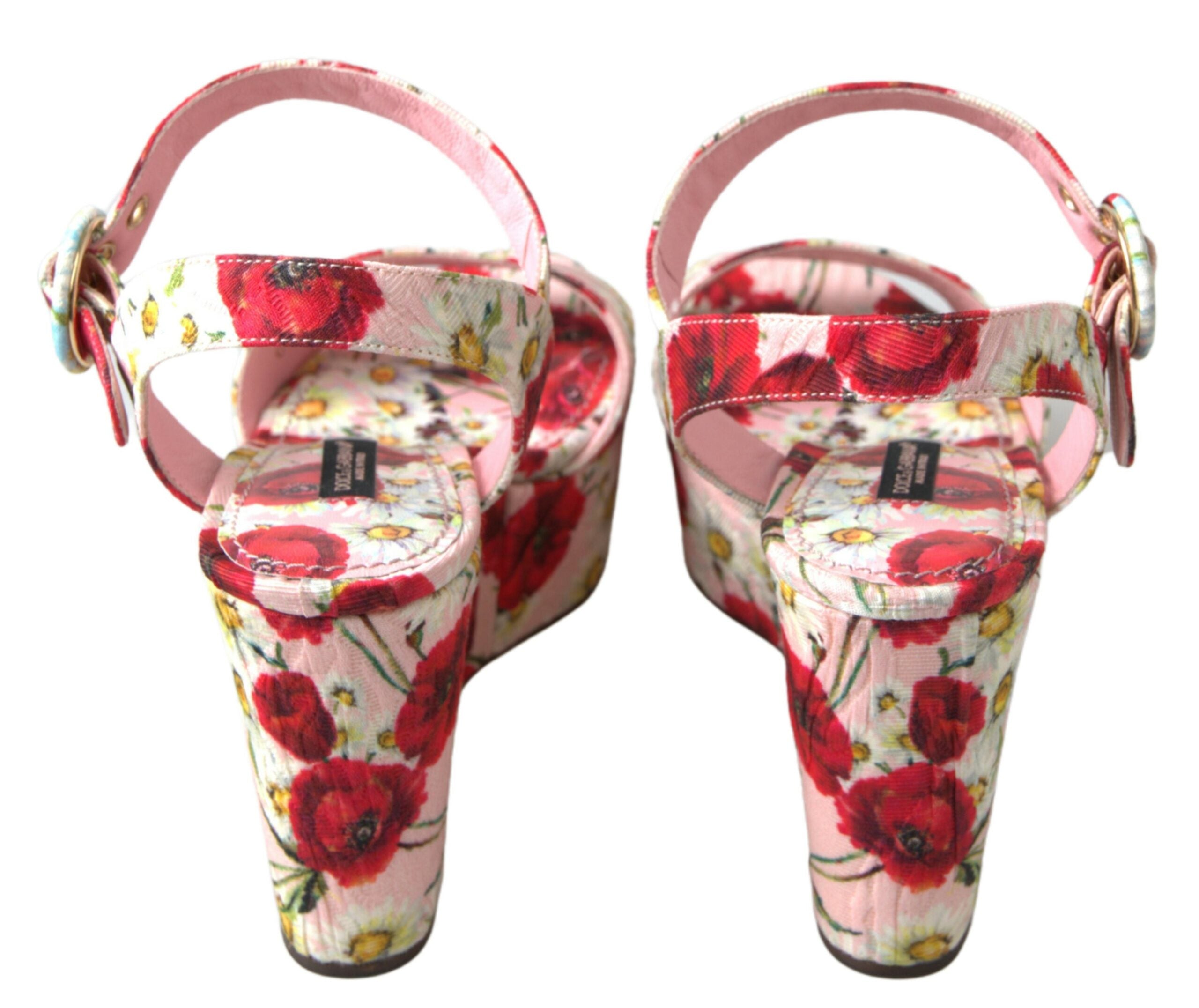 Dolce & Gabbana Mehrfarbige Wedges mit Blumendruck Florale Riemchensandalen