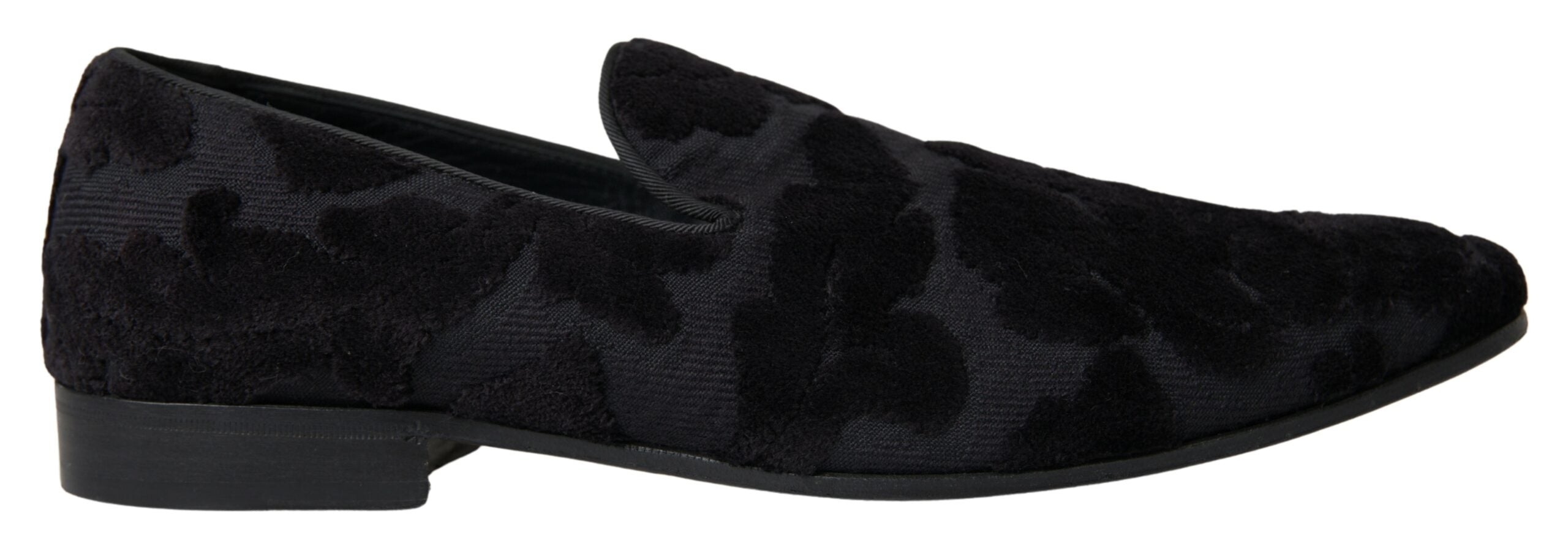 Dolce & Gabbana Schwarzer Brokat Loafers Formelle Schuhe