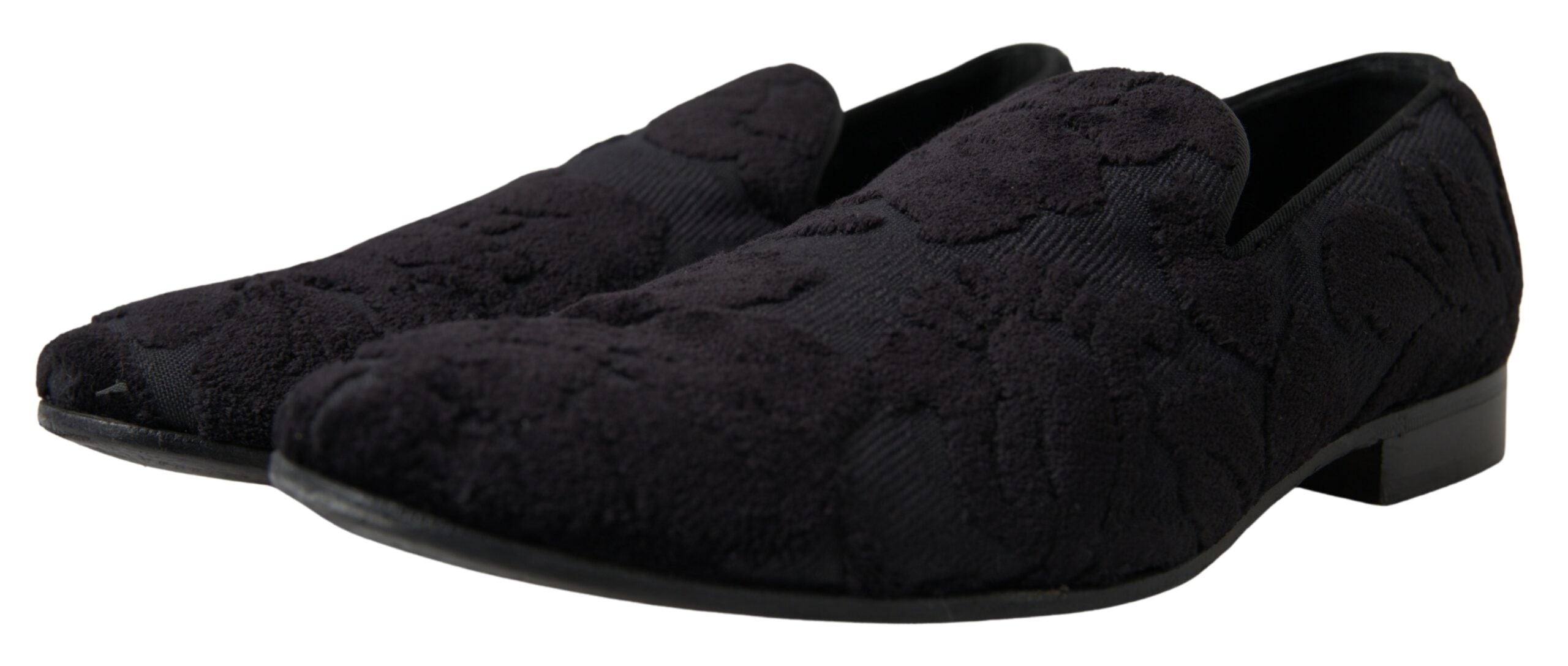 Dolce & Gabbana Schwarzer Brokat Loafers Formelle Schuhe