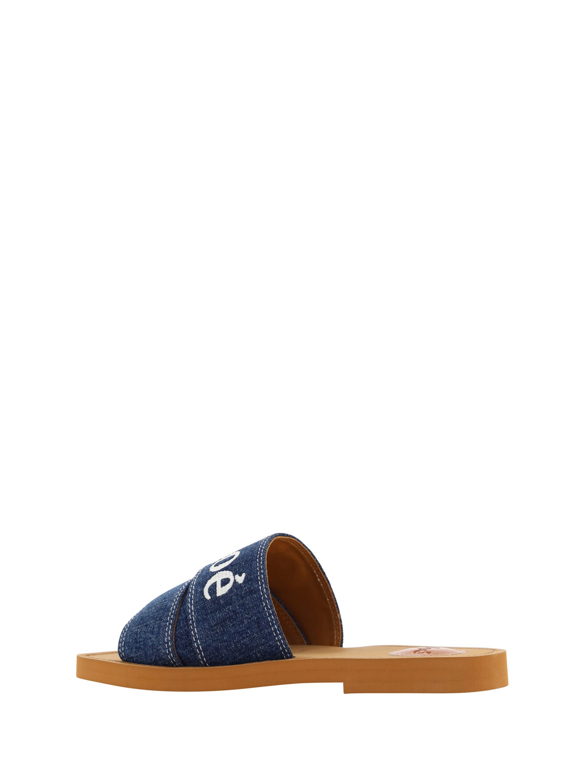 Chloé Üppige Cotton Woody Slide Sandalen in Denim Blau