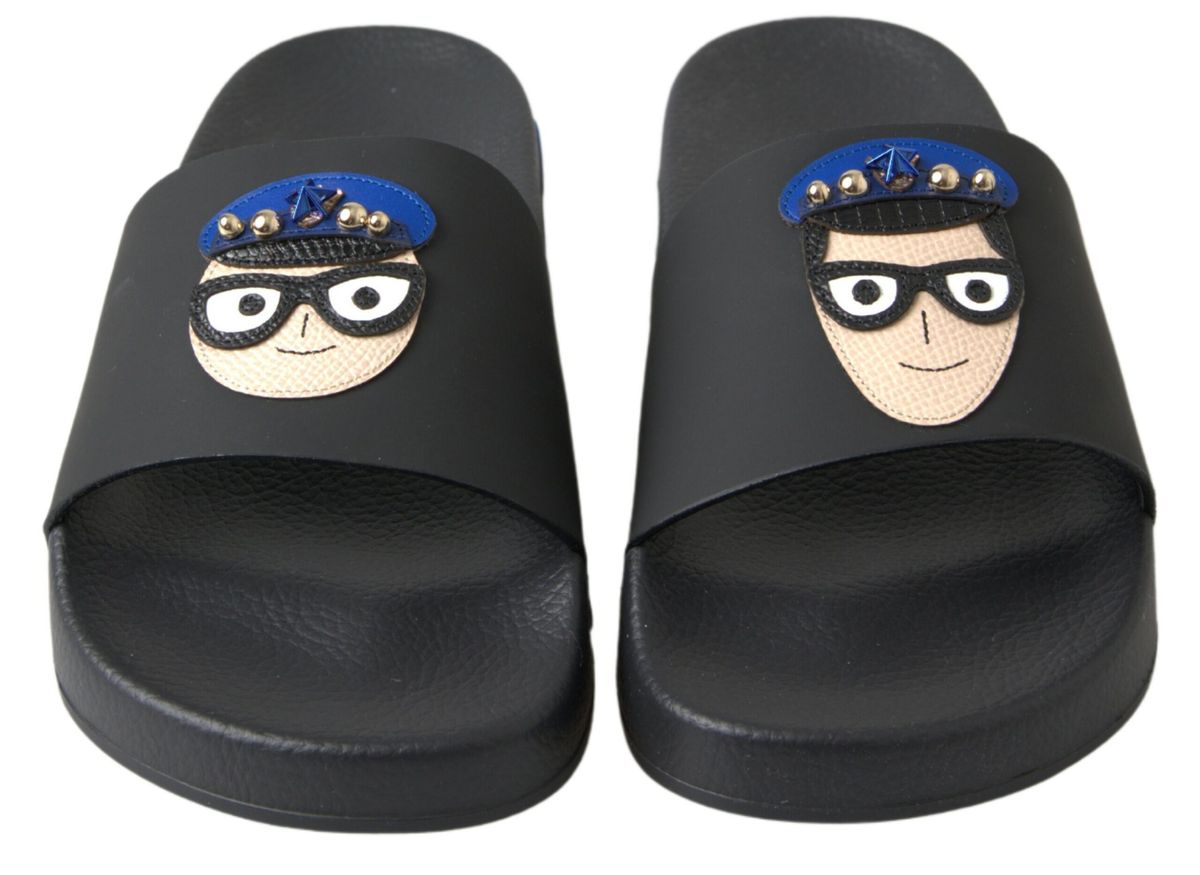 Dolce & Gabbana Schwarz Rutschen Sandalen Strand Saint Barth Schuhe