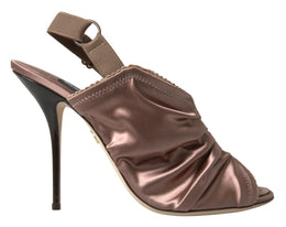 Dolce & Gabbana Hellbraune Slingback Stöckelschuhe mit Korsettverschluss