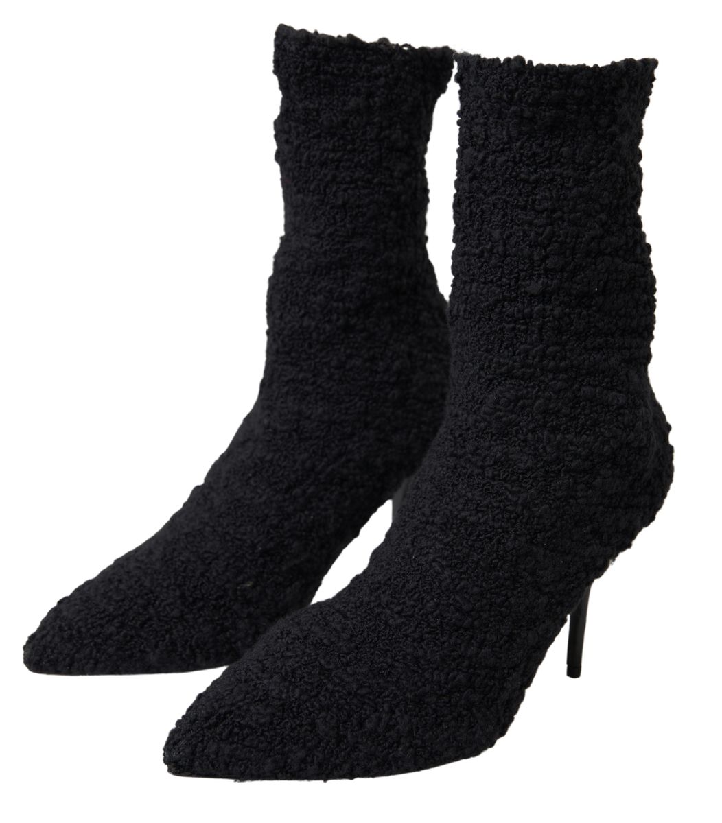 Dolce & Gabbana Schwarze Stiletto Heels Mittlere Wadenstiefel