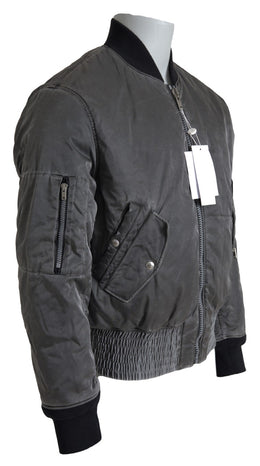 MM6 Maison Margiela Graue Bomberjacke mit Reißverschlusstasche Ärmel