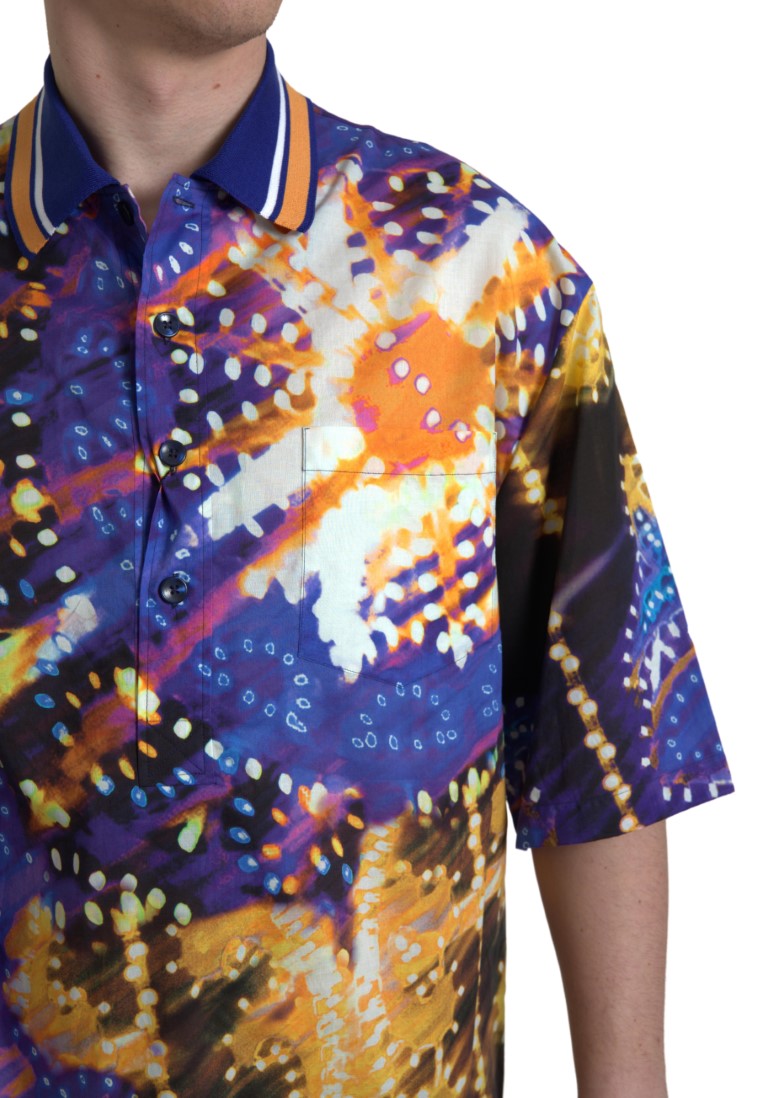 Dolce & Gabbana Luminaire Print Baumwoll-Polo-Top Herren-Shirt