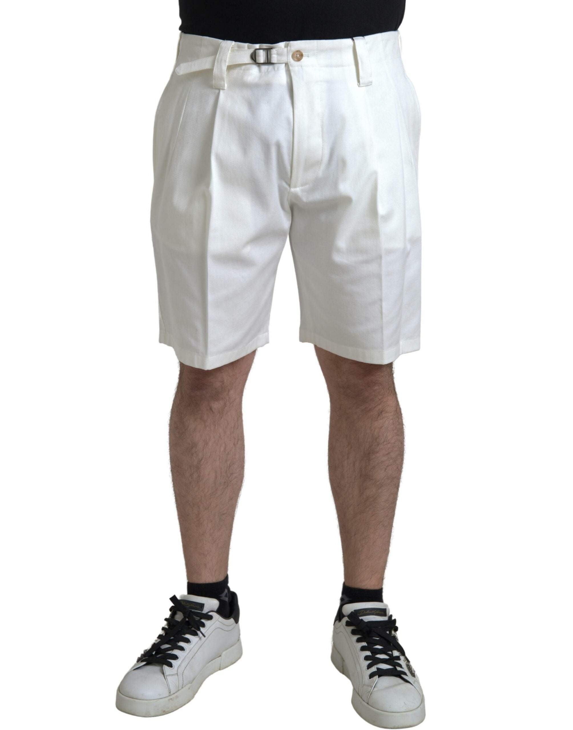 Dolce & Gabbana Weiße Baumwoll-Stretch Herren Bermuda Denim Shorts