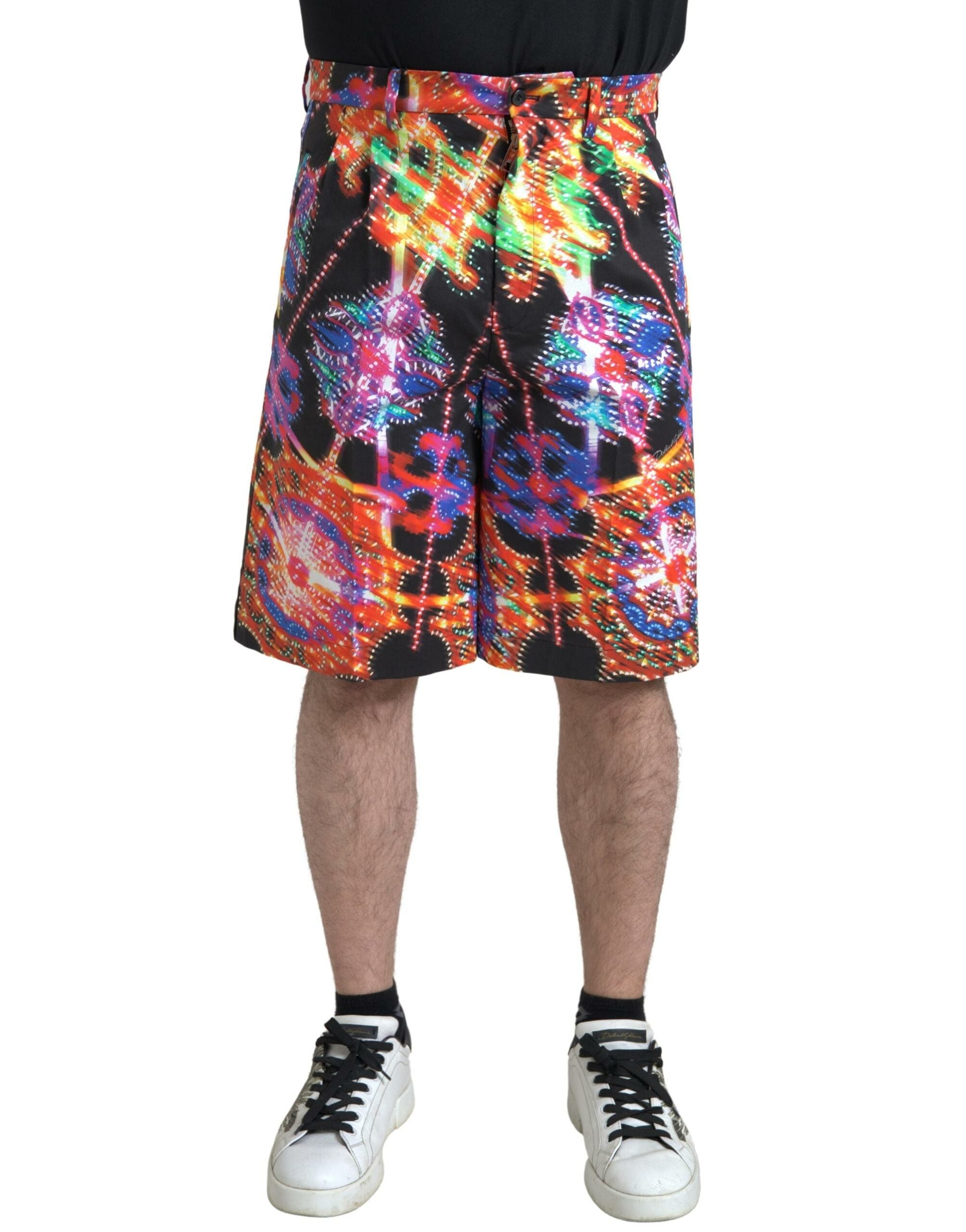 Dolce & Gabbana Mehrfarbig bedruckte Herren Bermudashorts aus Baumwolle