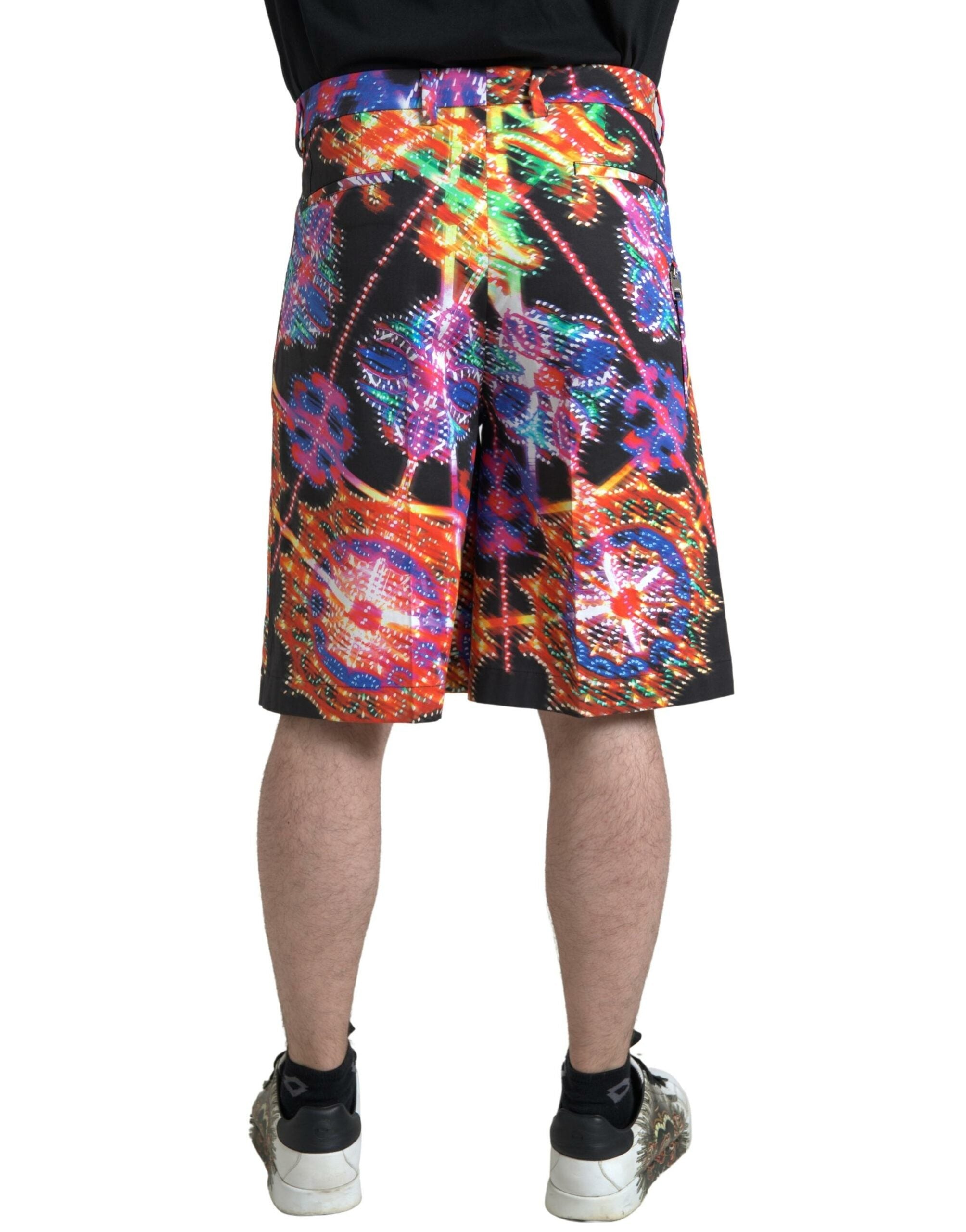Dolce & Gabbana Mehrfarbig bedruckte Herren Bermudashorts aus Baumwolle