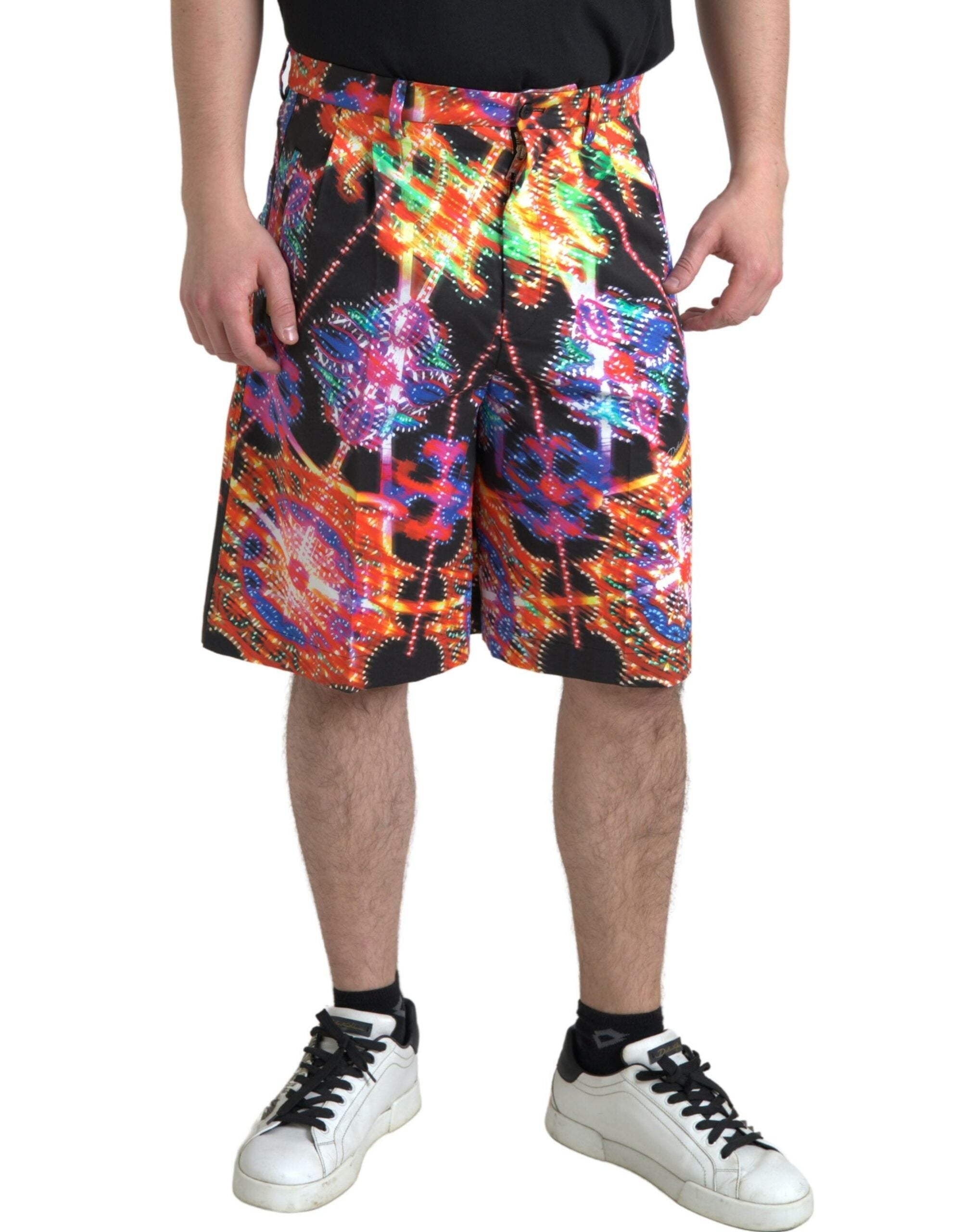 Dolce & Gabbana Mehrfarbig bedruckte Herren Bermudashorts aus Baumwolle