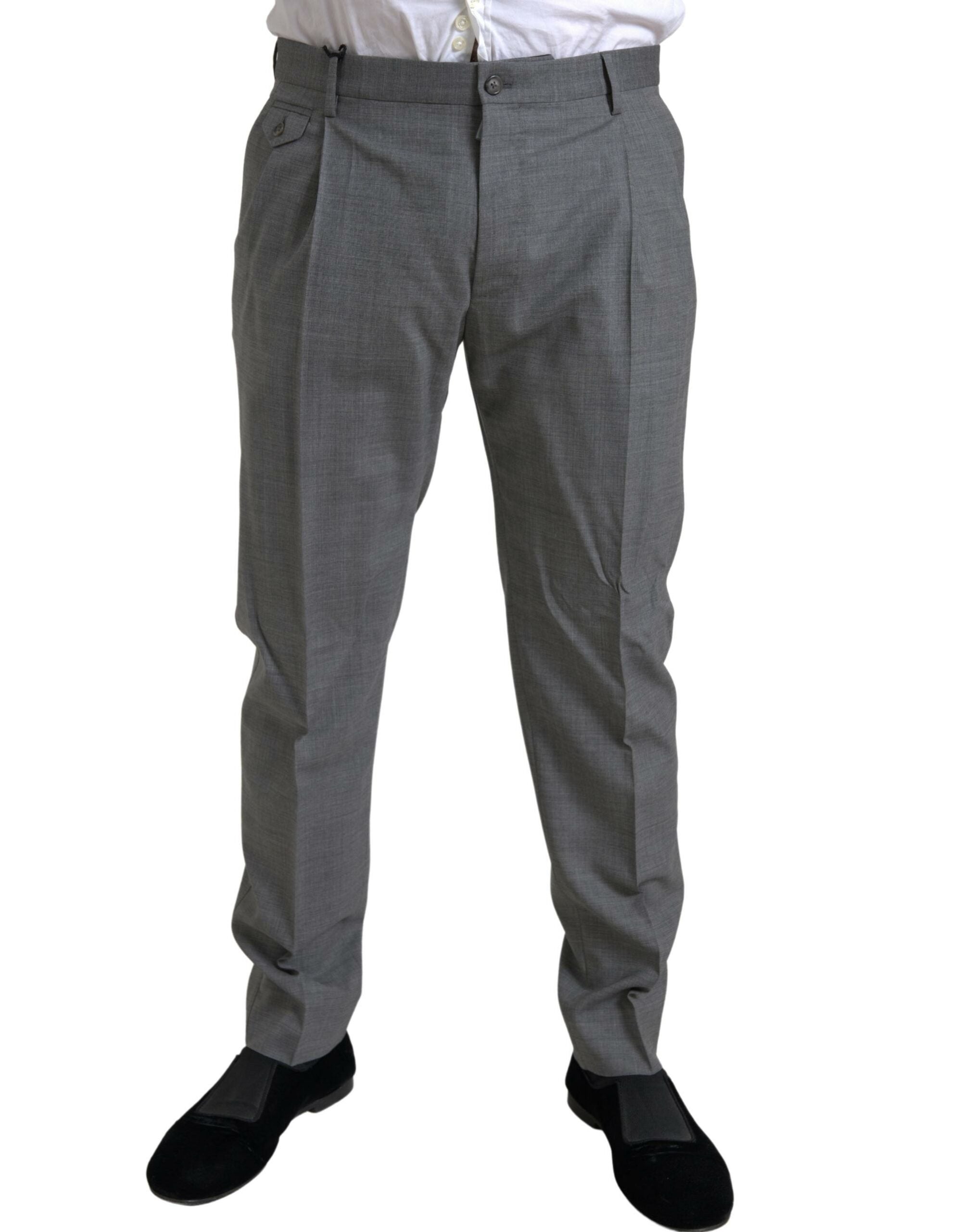 Dolce & Gabbana Graue Wolle Chino Skinny Männer Kleid Hose Hose