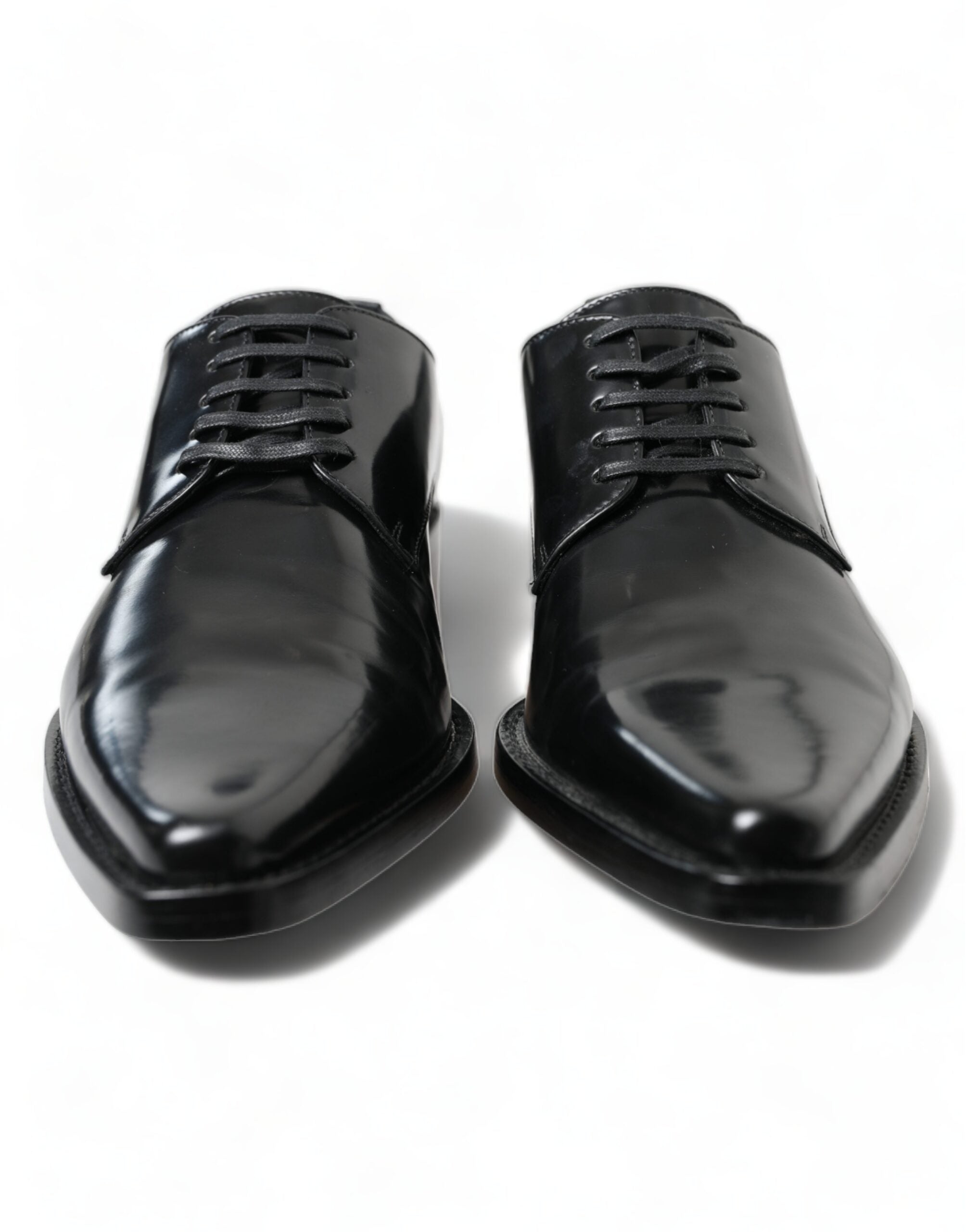 Dolce & Gabbana Schwarze Leder Schnürschuhe Formal Flats Schuhe