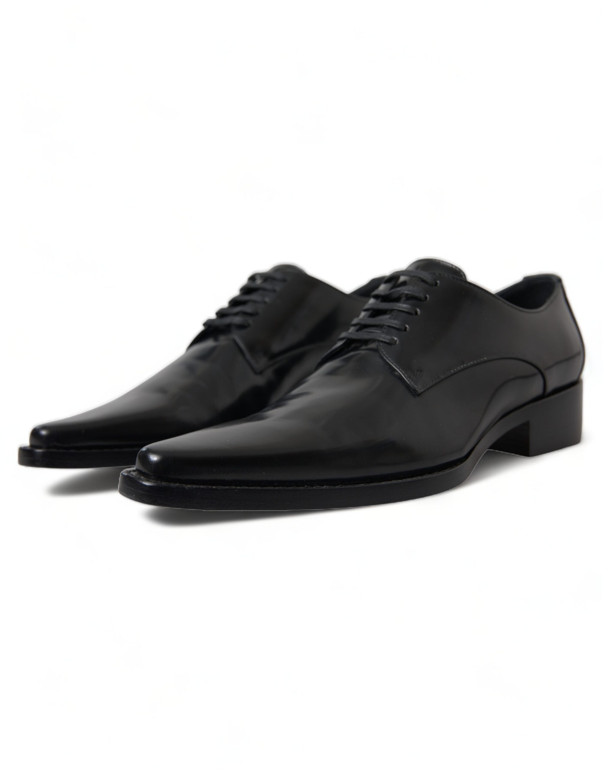 Dolce & Gabbana Schwarze Leder Schnürschuhe Formal Flats Schuhe
