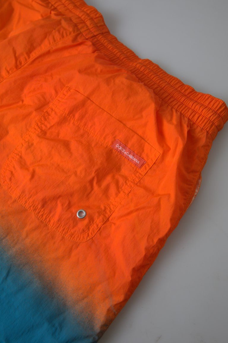 Dolce & Gabbana Orange Blau Gradient Beachwear Badehose Shorts