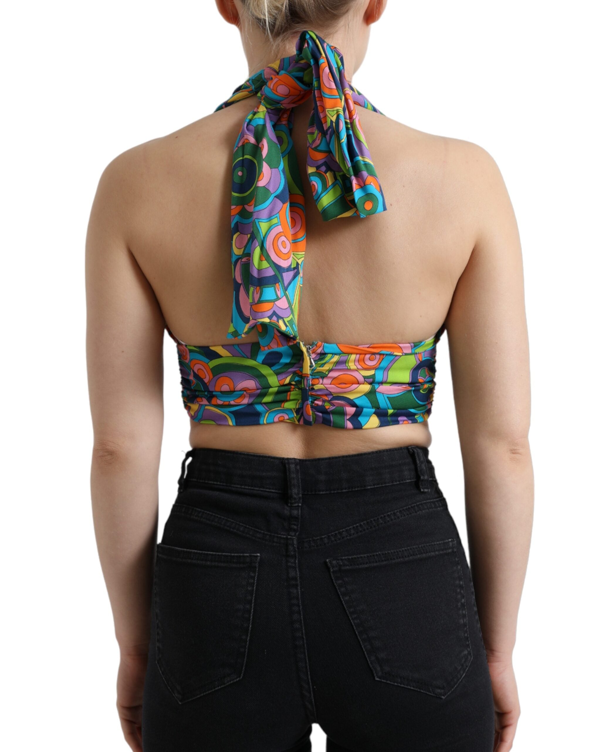 Dolce & Gabbana Multicolor Halterung Ärmelloses Cropped Tank Top