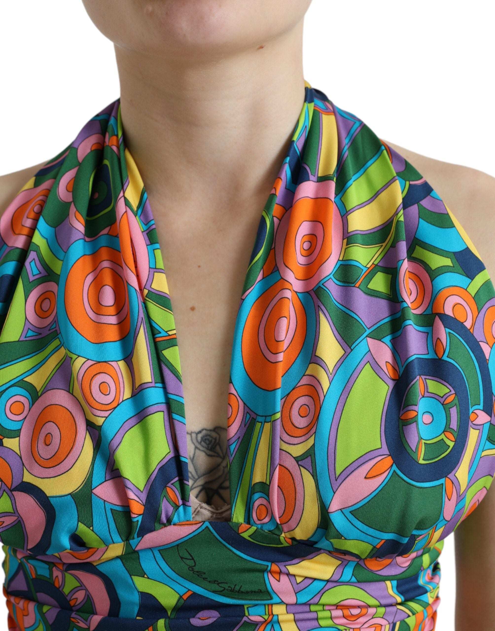 Dolce & Gabbana Multicolor Halterung Ärmelloses Cropped Tank Top