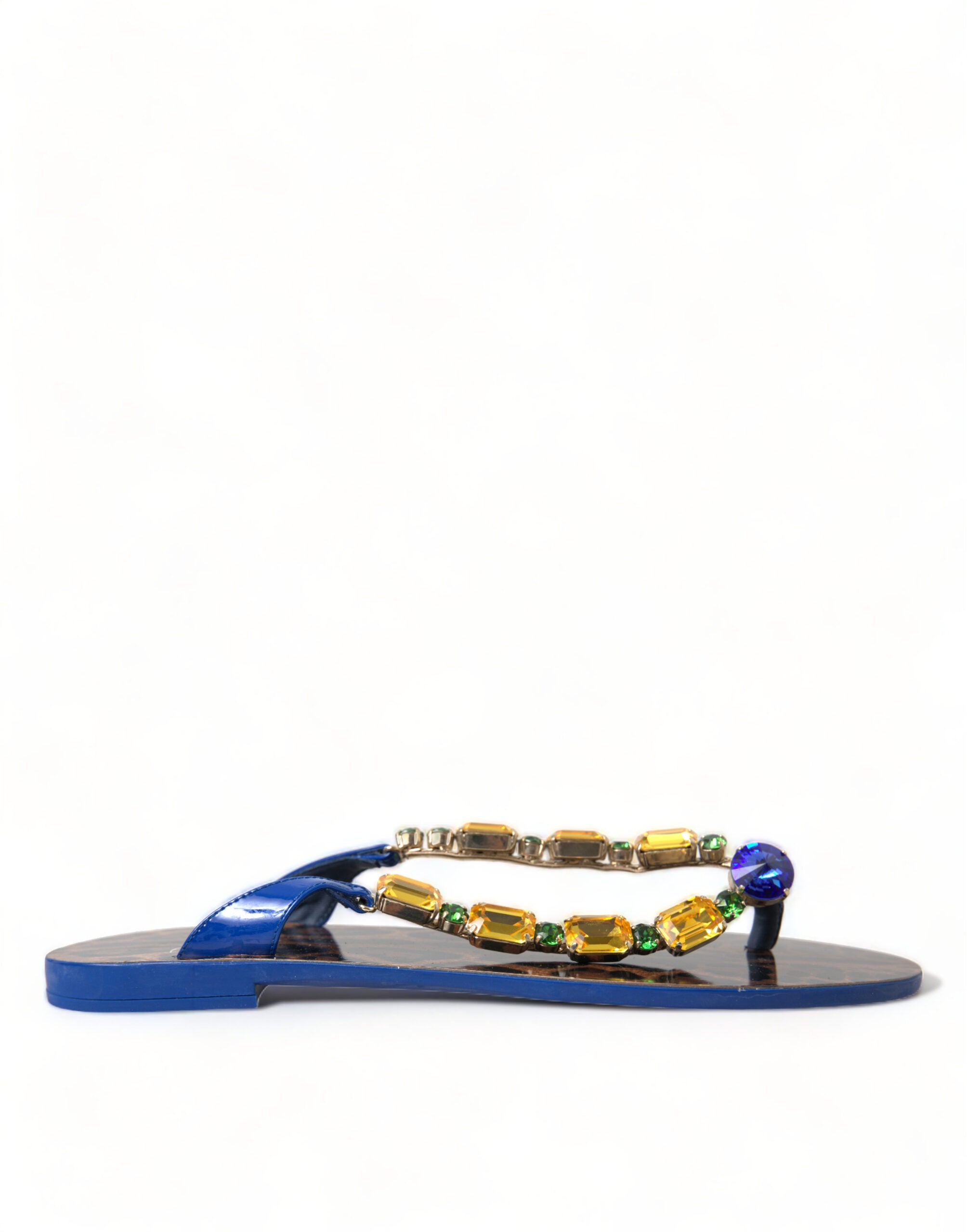 Dolce & Gabbana Blau Kristalle Flats Sandalen Beachwear Schuhe