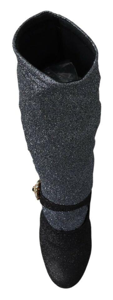 Dolce & Gabbana Schwarz Kristall Mary Janes Booties Schuhe
