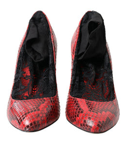 Dolce & Gabbana Rote Ayers Leder Schnürsocken Pumps Schuhe