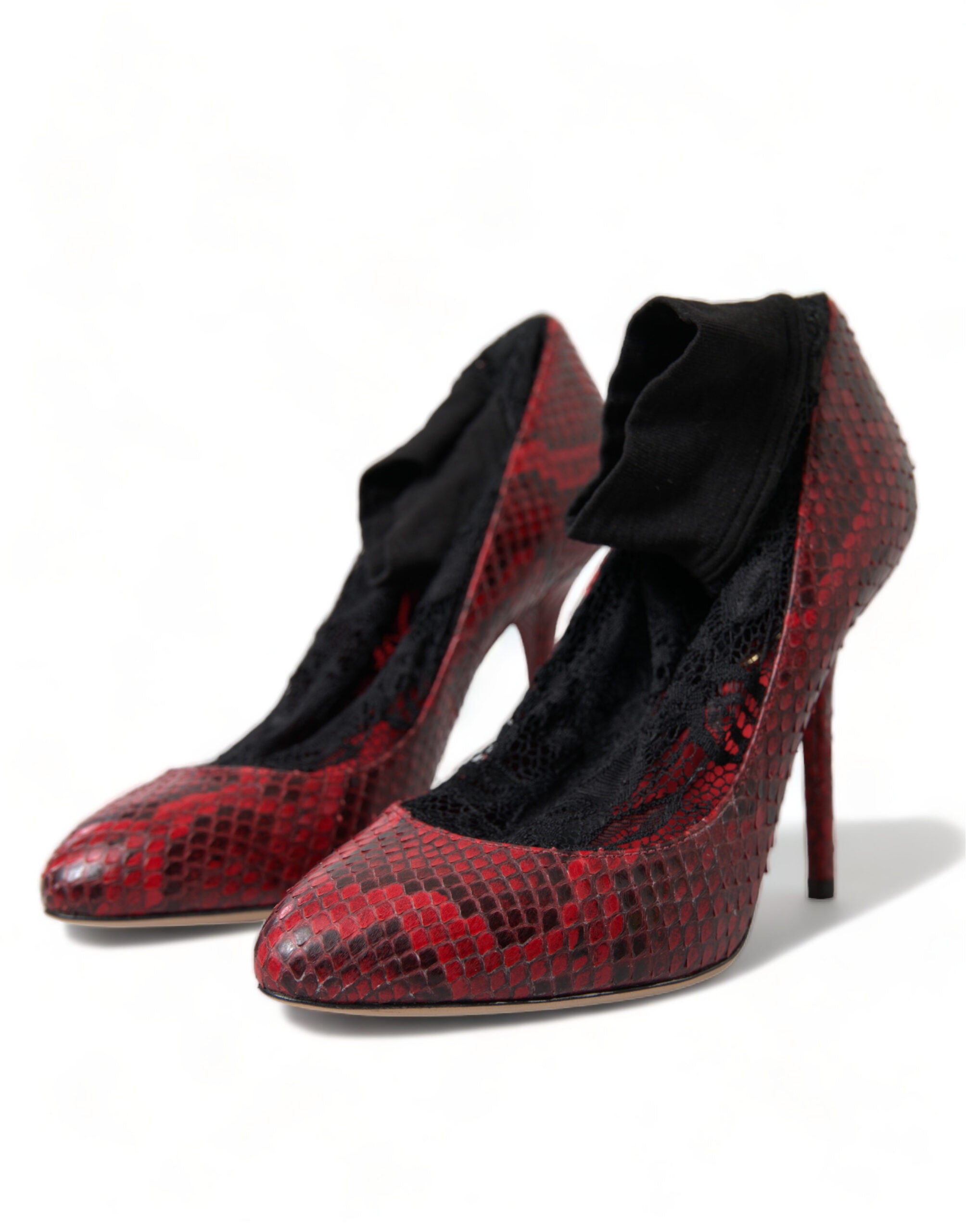 Dolce & Gabbana Rote Ayers Leder Schnürsocken Pumps Schuhe