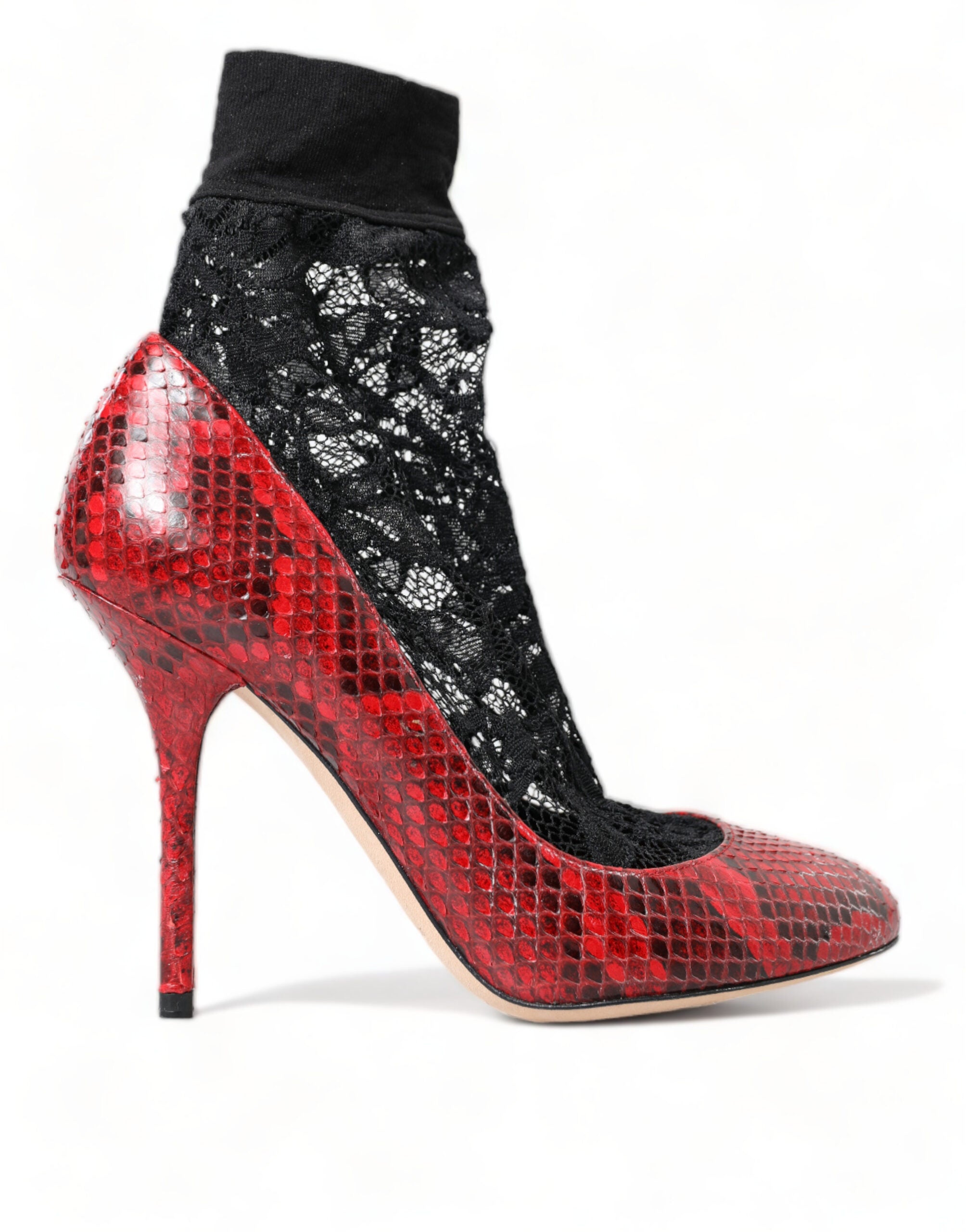 Dolce & Gabbana Rote Ayers Leder Schnürsocken Pumps Schuhe