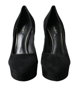 Dolce & Gabbana Schwarz Wildleder Leder Plateauabsatz Pumps Schuhe