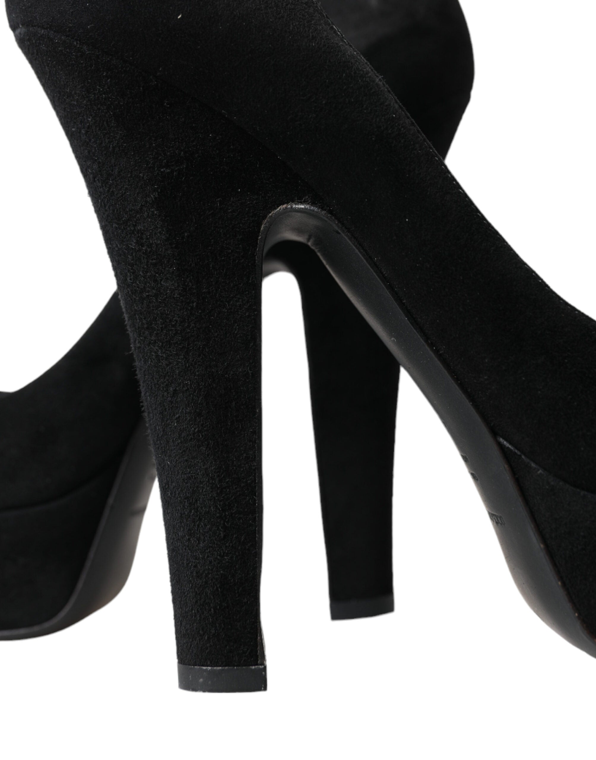 Dolce & Gabbana Schwarz Wildleder Leder Plateauabsatz Pumps Schuhe