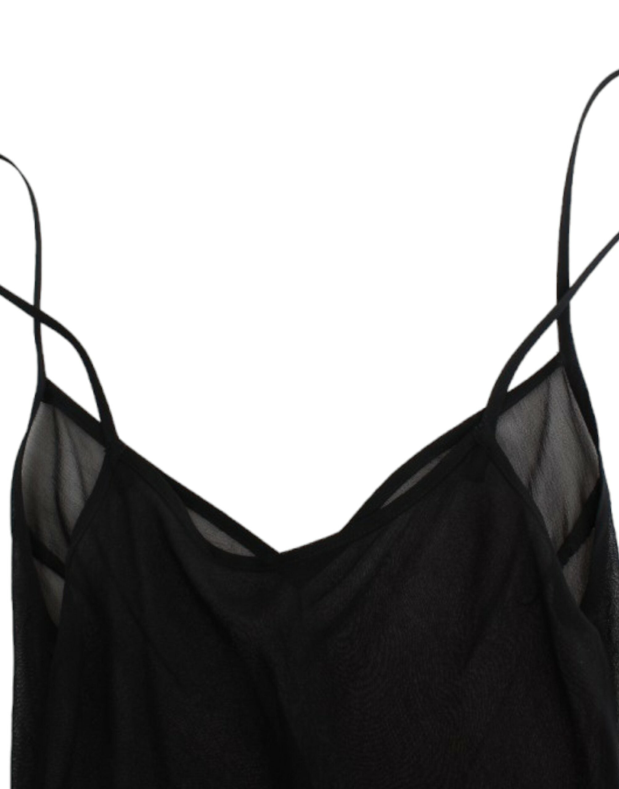 Cavalli Schwarzes langärmeliges Seidenkleid