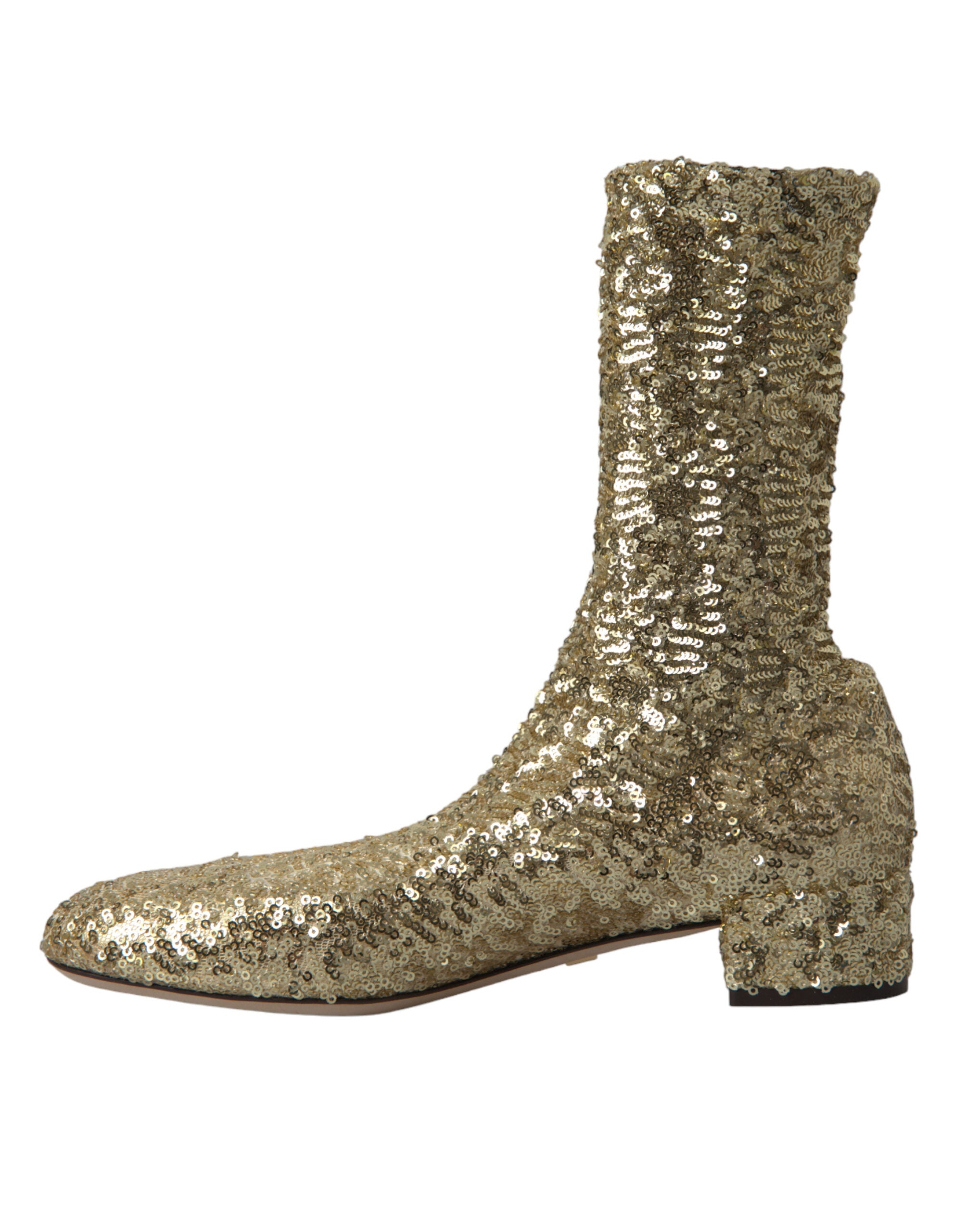 Dolce & Gabbana Kurze Stiefel mit goldenen Pailletten und Stretch-Anteil
