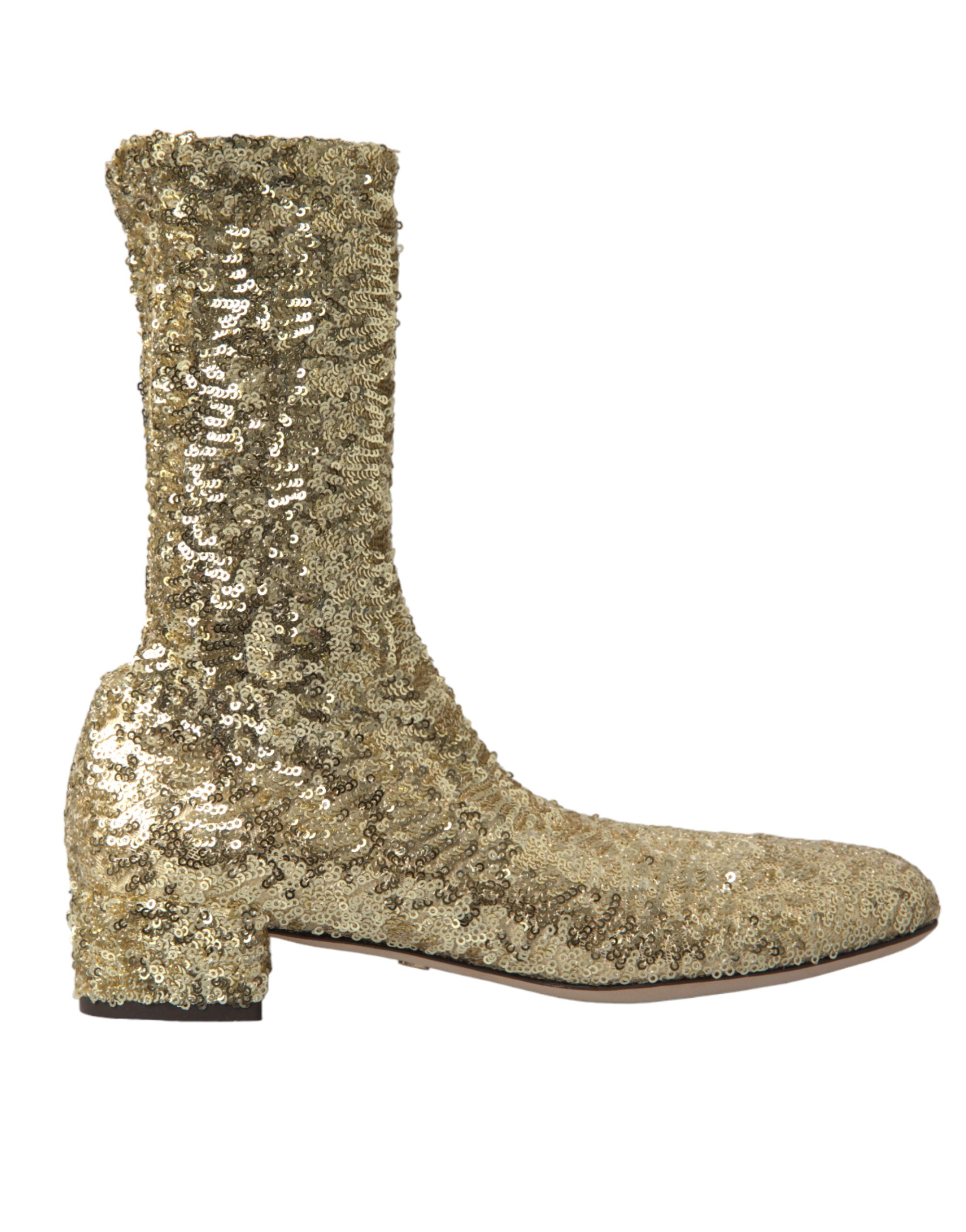 Dolce & Gabbana Kurze Stiefel mit goldenen Pailletten und Stretch-Anteil