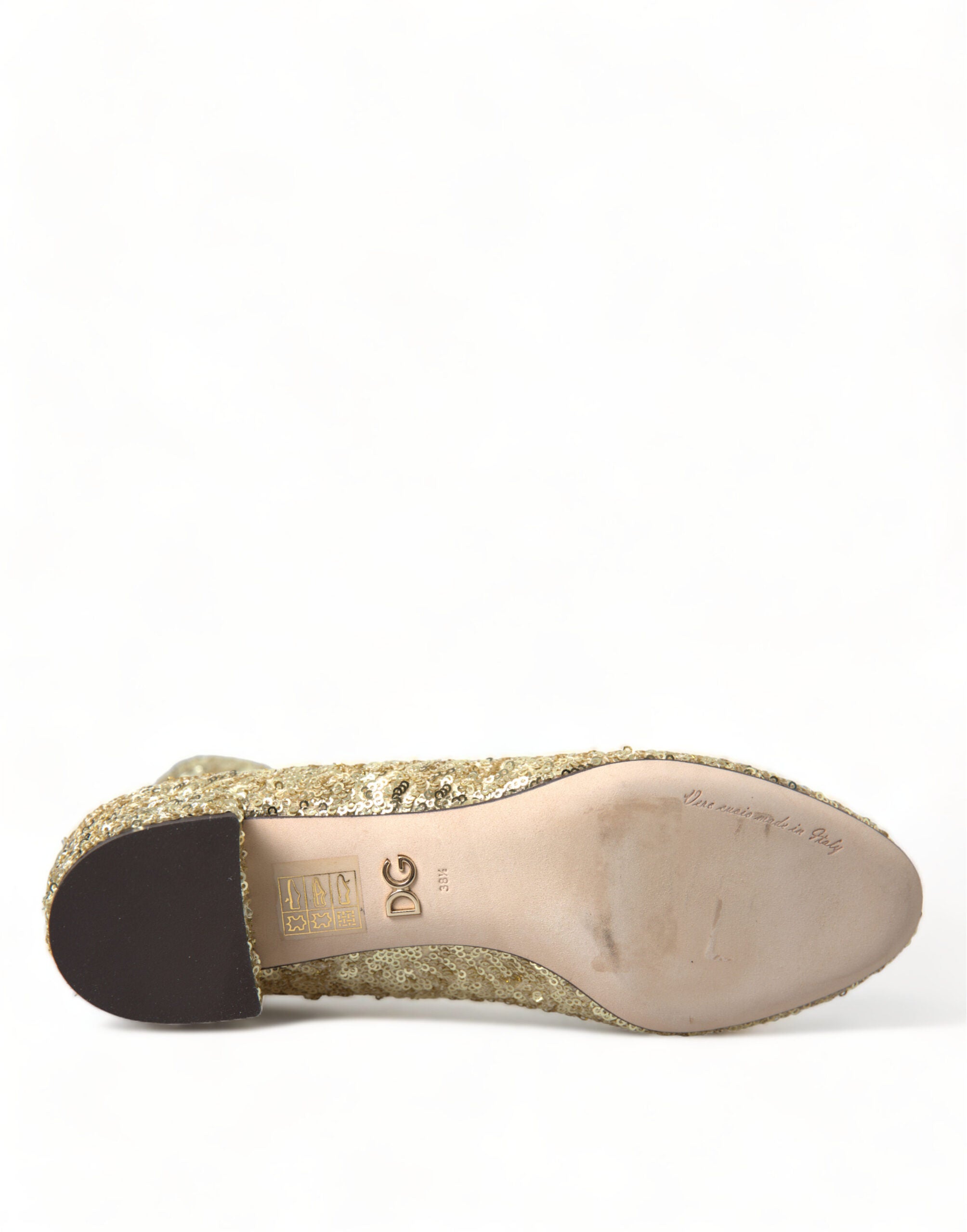 Dolce & Gabbana Kurze Stiefel mit goldenen Pailletten und Stretch-Anteil