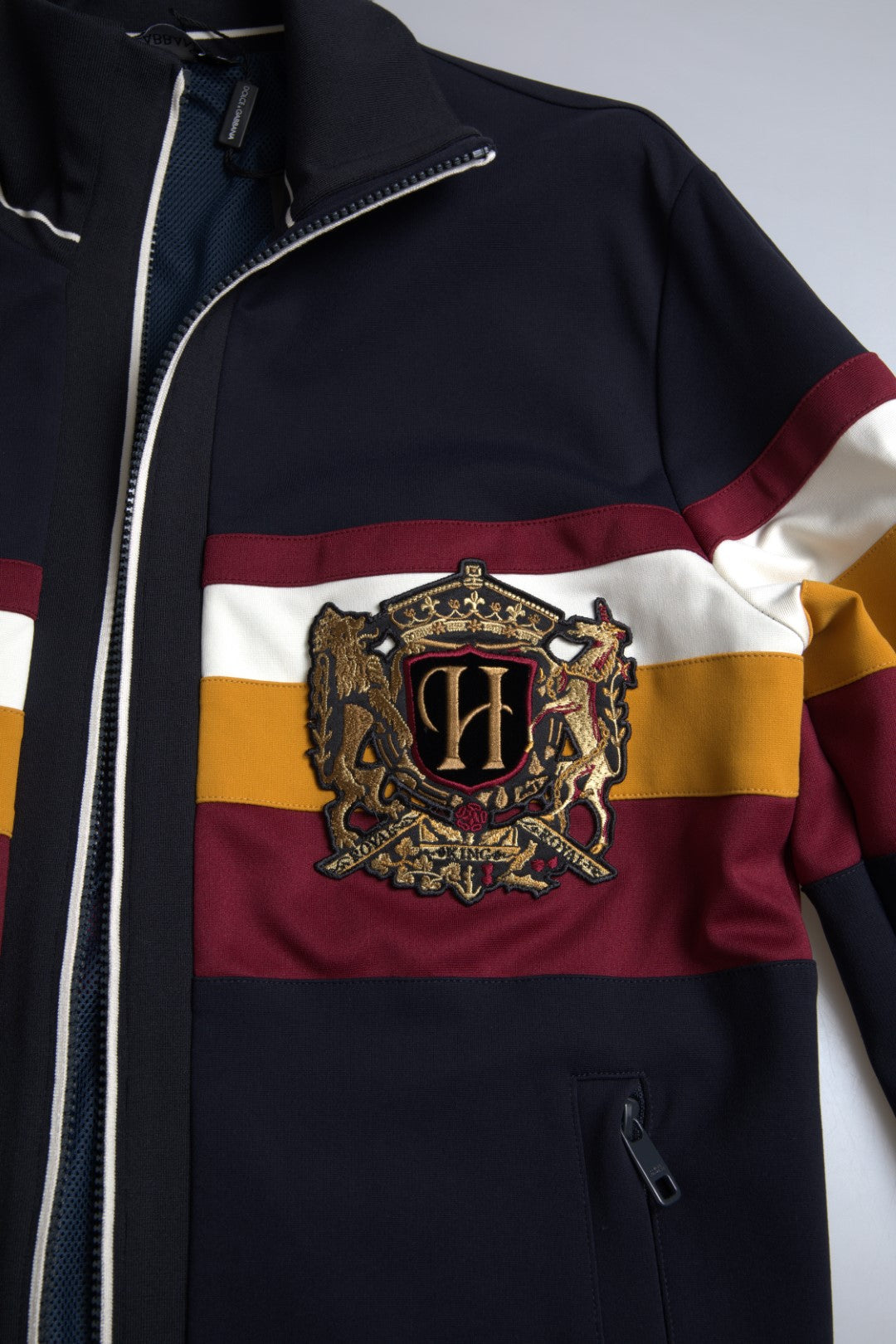 Dolce & Gabbana Blaue Strickjacke Heraldic Full Zip Sweater