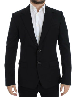 Dolce & Gabbana Schwarzer schmal geschnittener Wollblazer