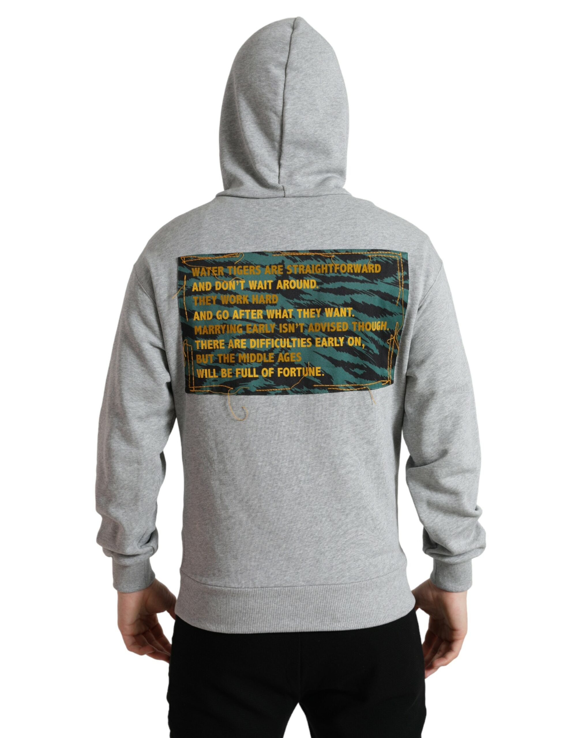 Dolce & Gabbana Graues Baumwoll-Logo-Sweatshirt mit Kapuze Pullover