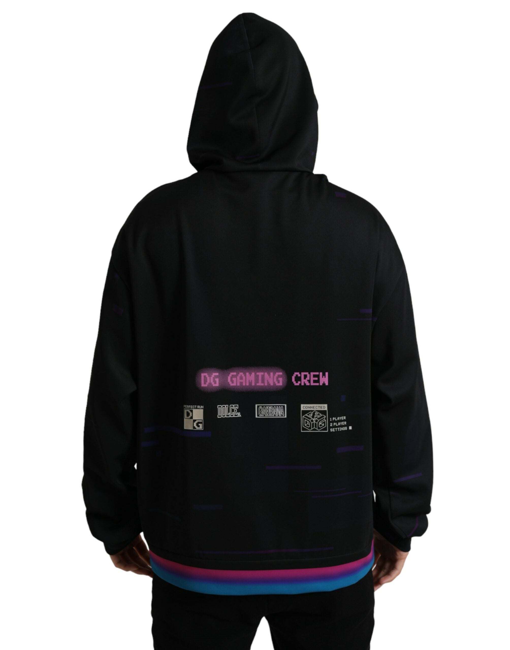 Dolce & Gabbana Schwarzes Logo Print Sweatshirt mit Kapuze Pullover
