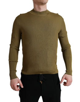 Dolce & Gabbana Armeegrüner Pullover aus Viskose mit Rundhalsausschnitt
