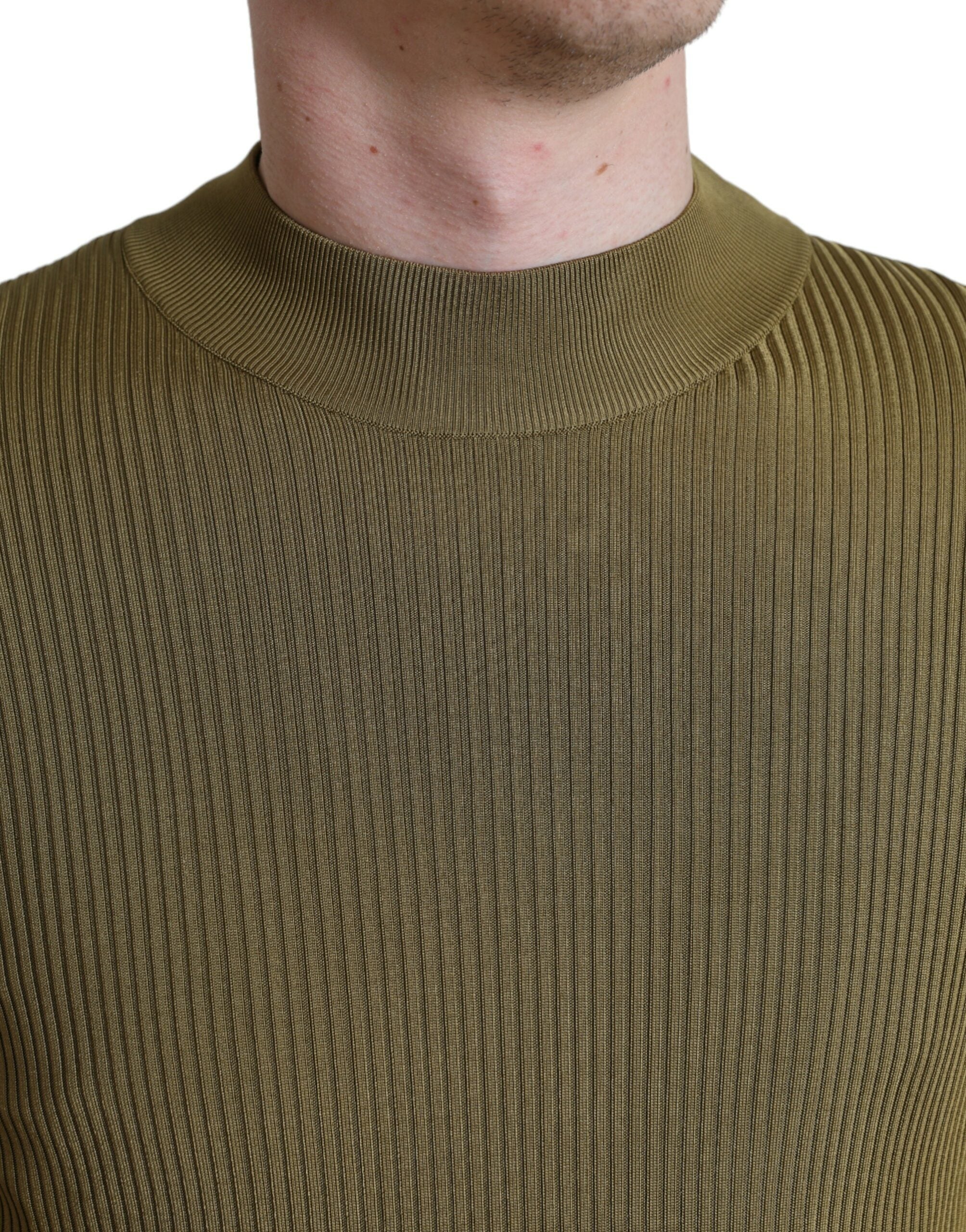 Dolce & Gabbana Armeegrüner Pullover aus Viskose mit Rundhalsausschnitt