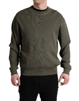 Dolce & Gabbana Grüner Viskose Rundhalsausschnitt Herren Pullover