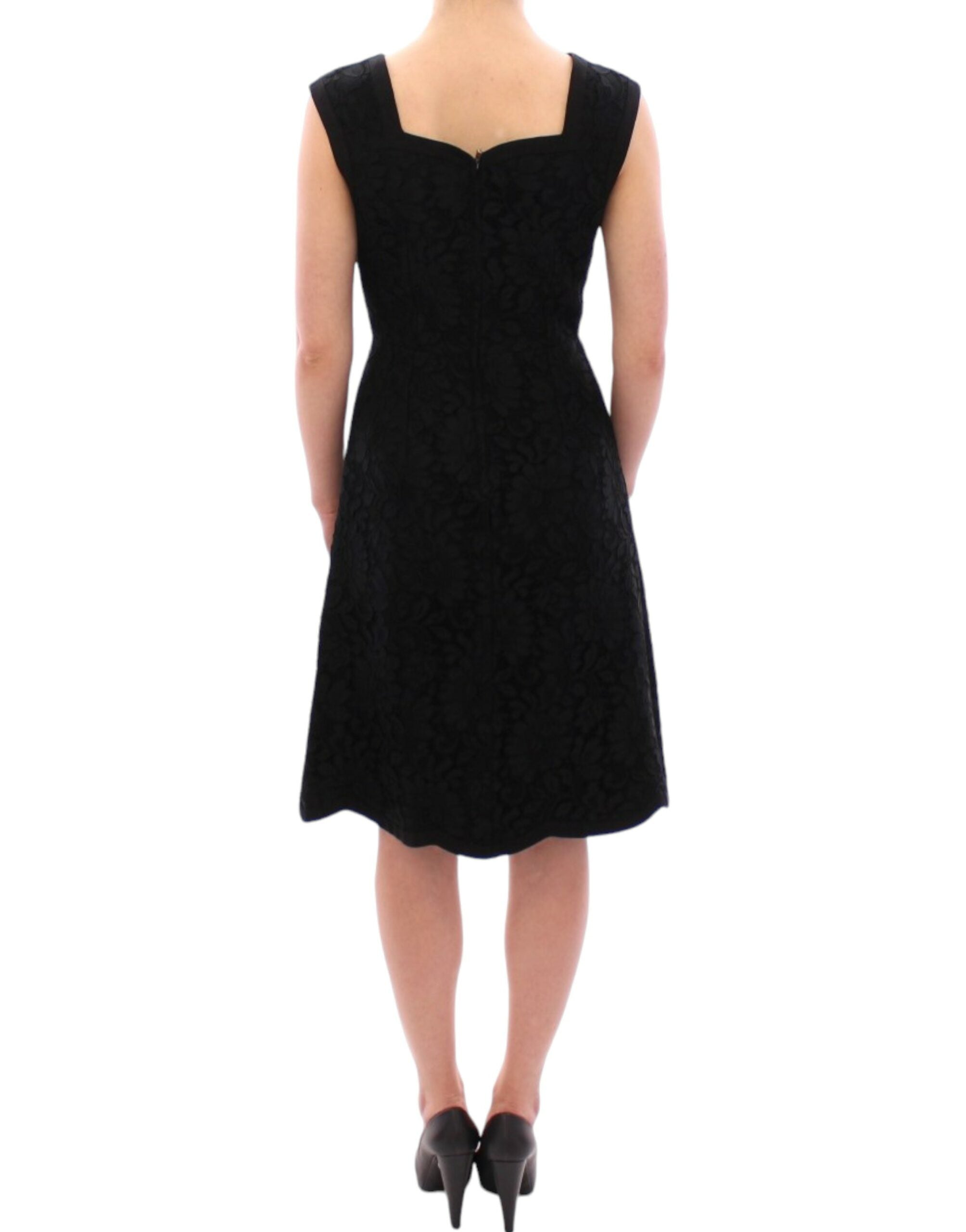 Dolce & Gabbana Schwarzes Laufstegkleid aus geblümter Spitze von Sicily