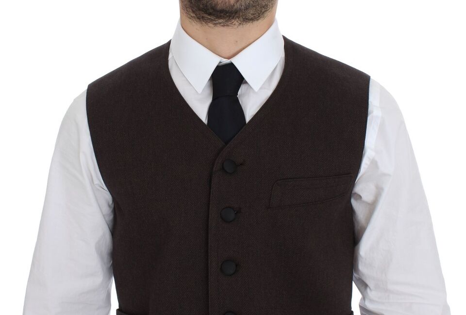 Dolce & Gabbana Braunes Baumwollmischung Kleid Weste Gilet