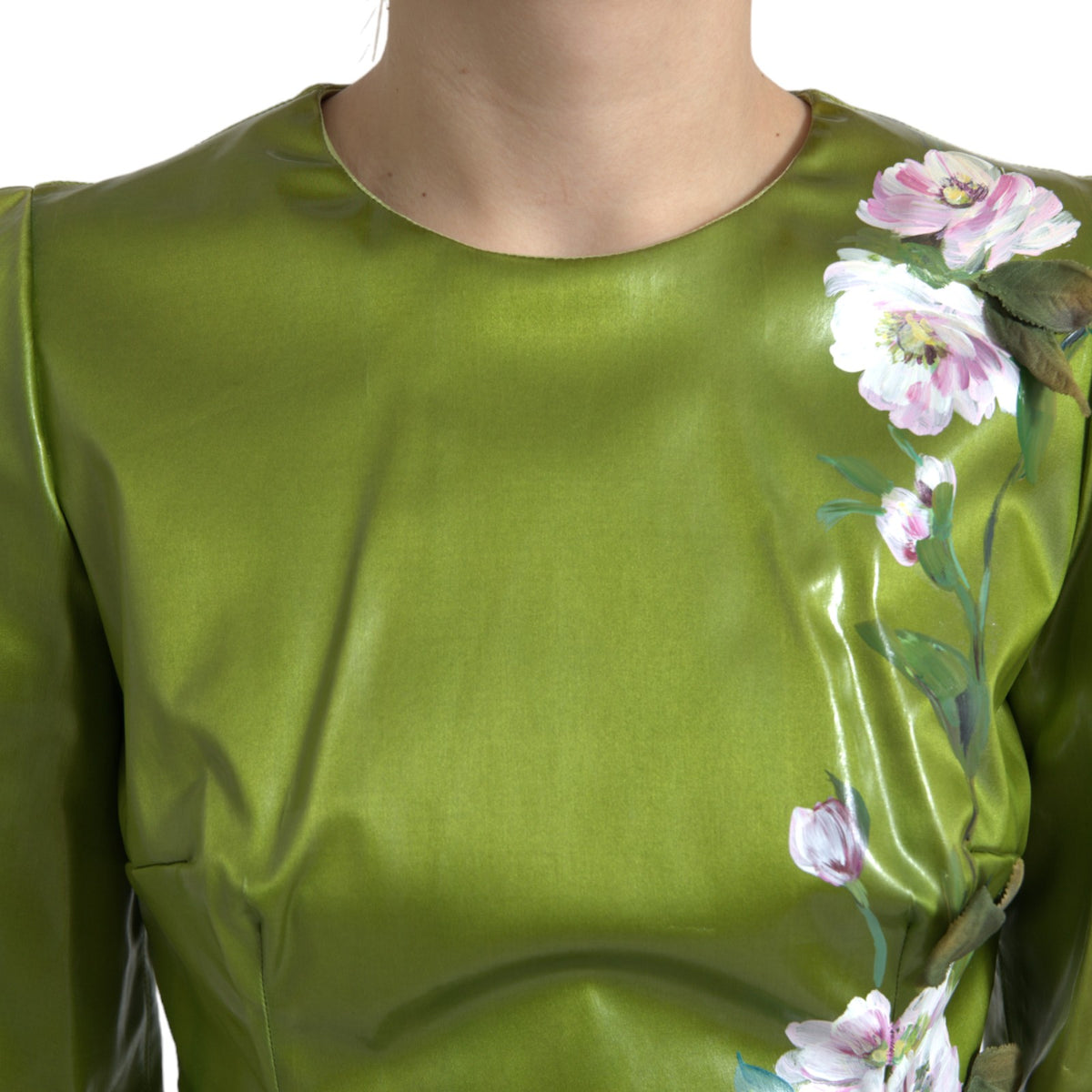 Dolce & Gabbana Grünes, floral verziertes Midikleid