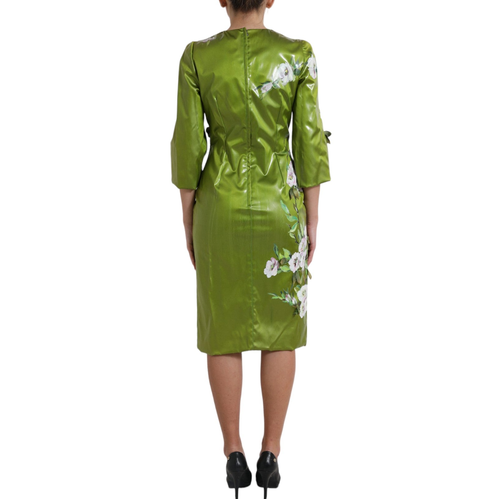 Dolce & Gabbana Grünes, floral verziertes Midikleid