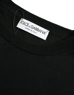 Dolce & Gabbana Schwarzer Pullover mit Rundhalsausschnitt aus Wolle