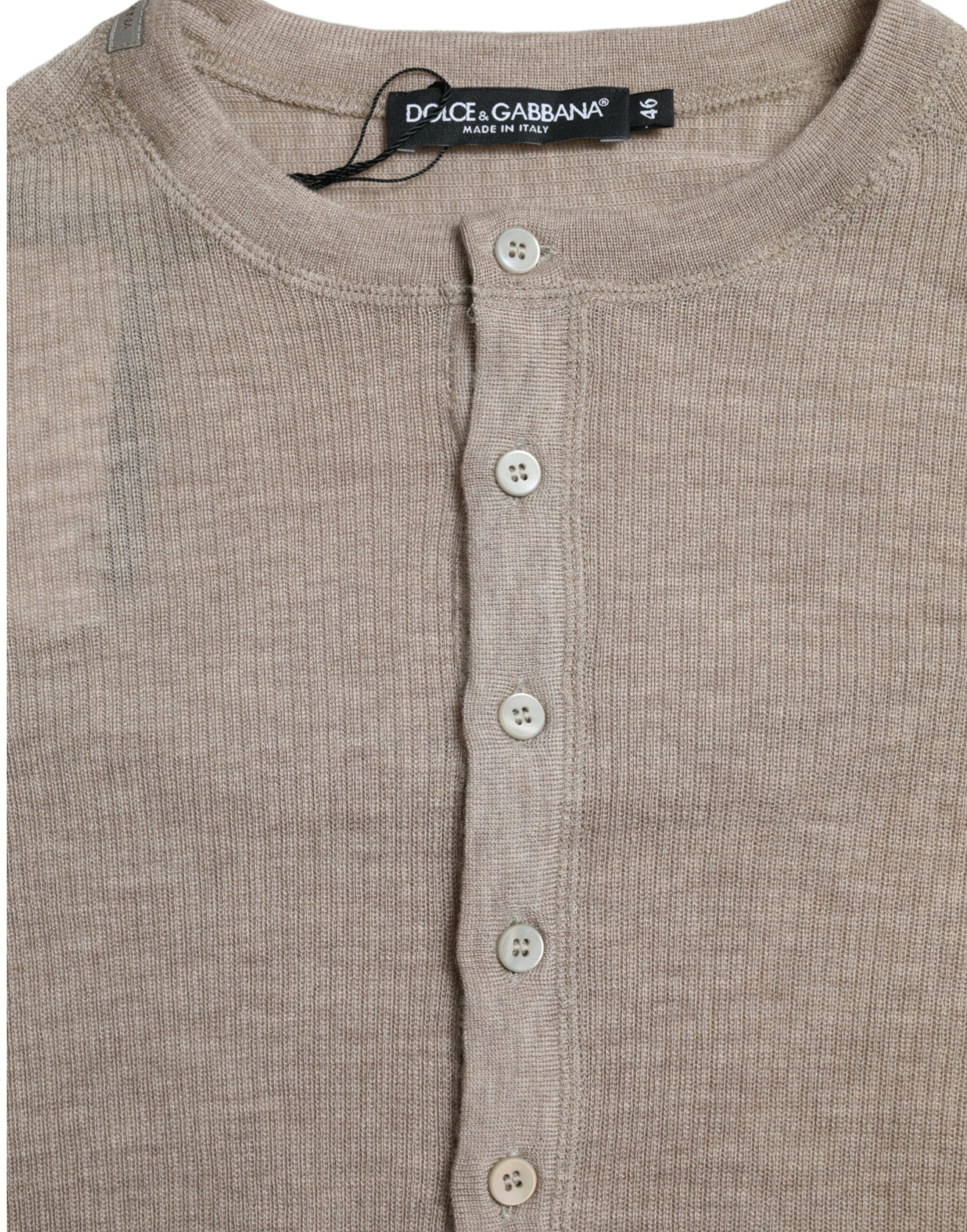 Dolce & Gabbana Henley Pullover Beige Kaschmirpullover