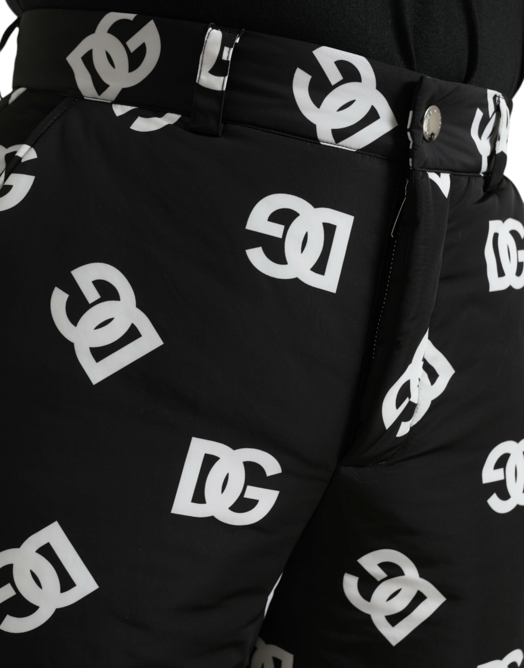 Dolce & Gabbana Schwarze Logo DG Print Hose mit weitem Bein